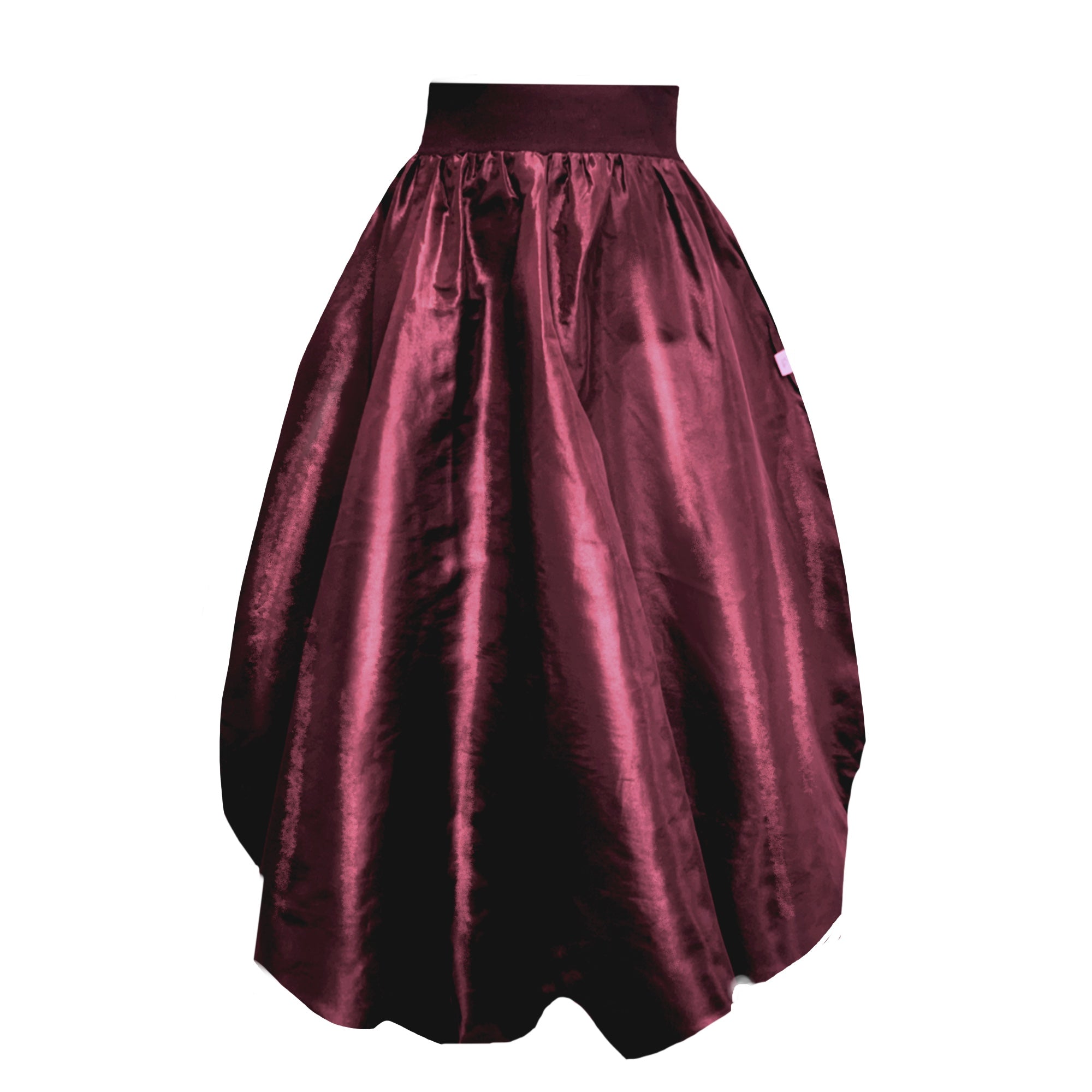 Women's Red Enoki Puffball Skirt In Burgundy Taffeta | Extra Large | Frock Tales