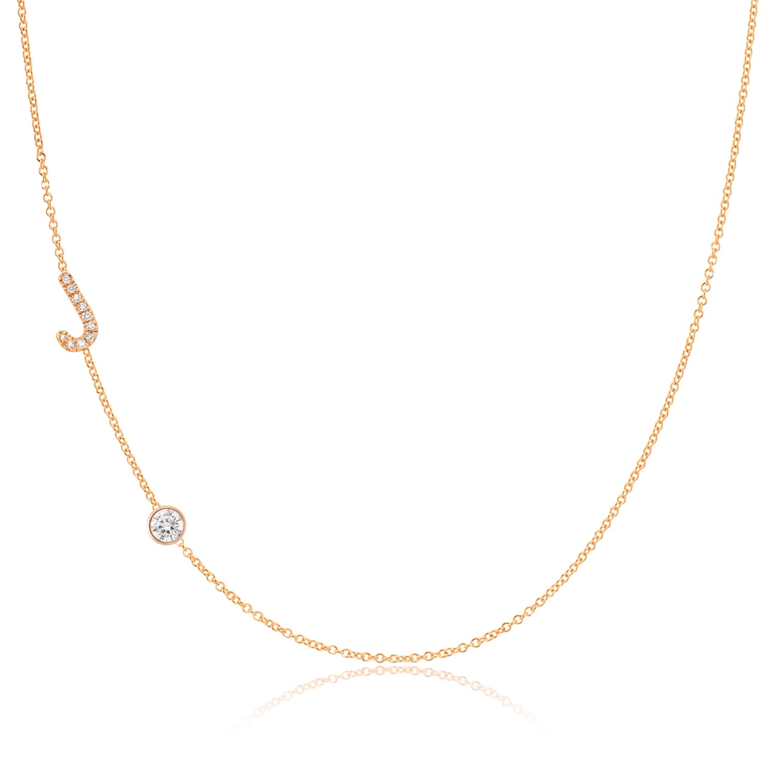 Maya Brenner Women's Pavé Monogram Necklace With Diamond 14k Rose Gold - 16" In Gold