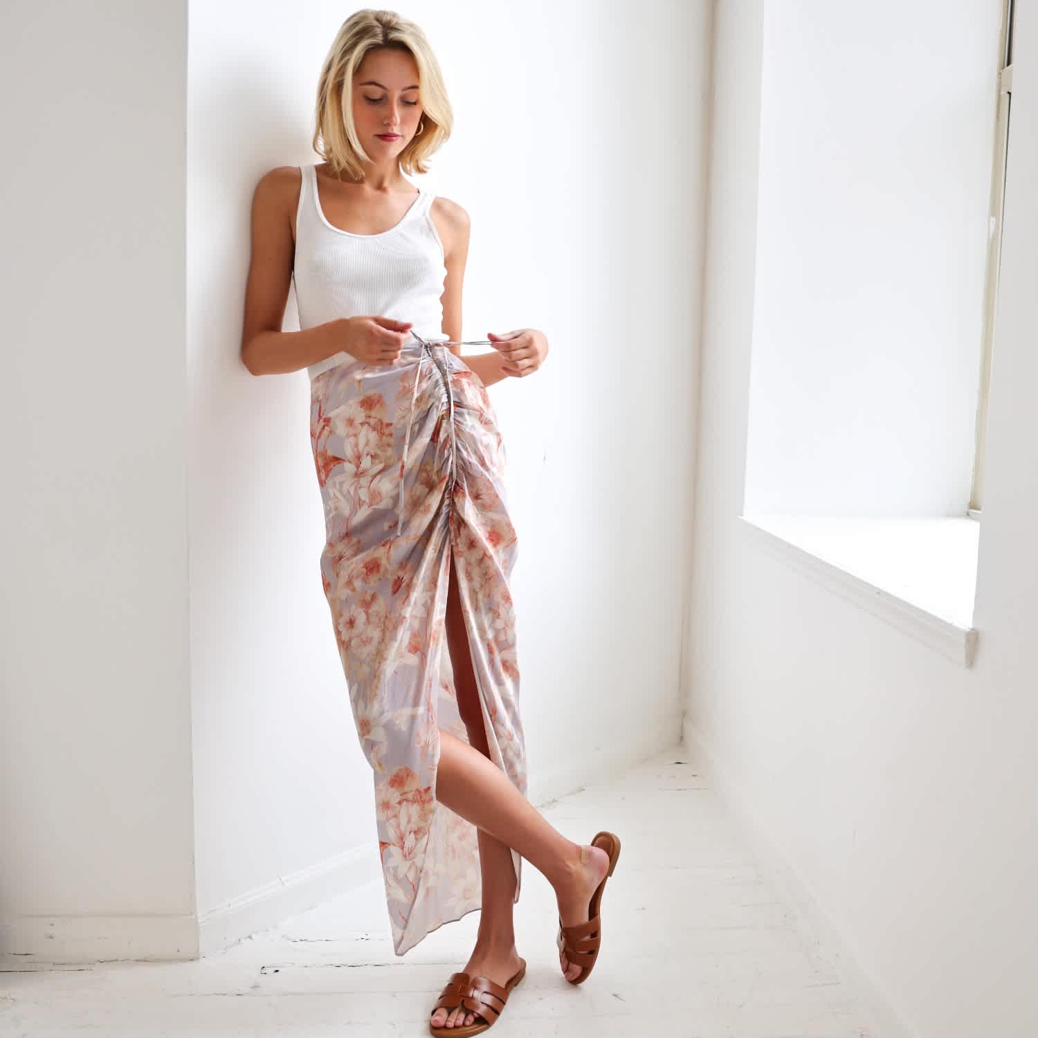 Maxine Floral Wrap Skirt In Lavender | FLORA by Alexandria | Wolf