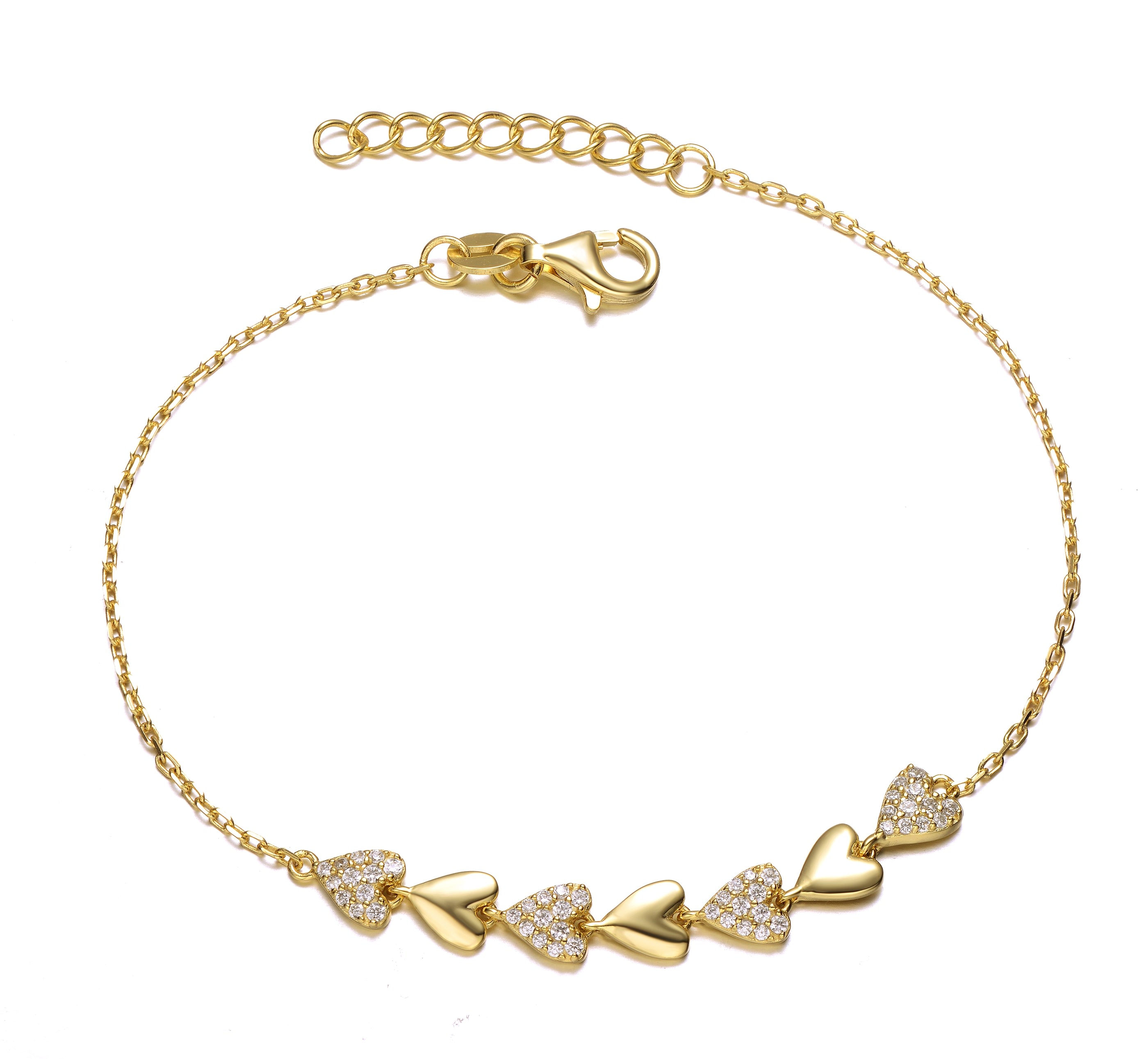 Women’s Gold / White Sylvie Heart Stampato Bracelet Genevive Jewelry