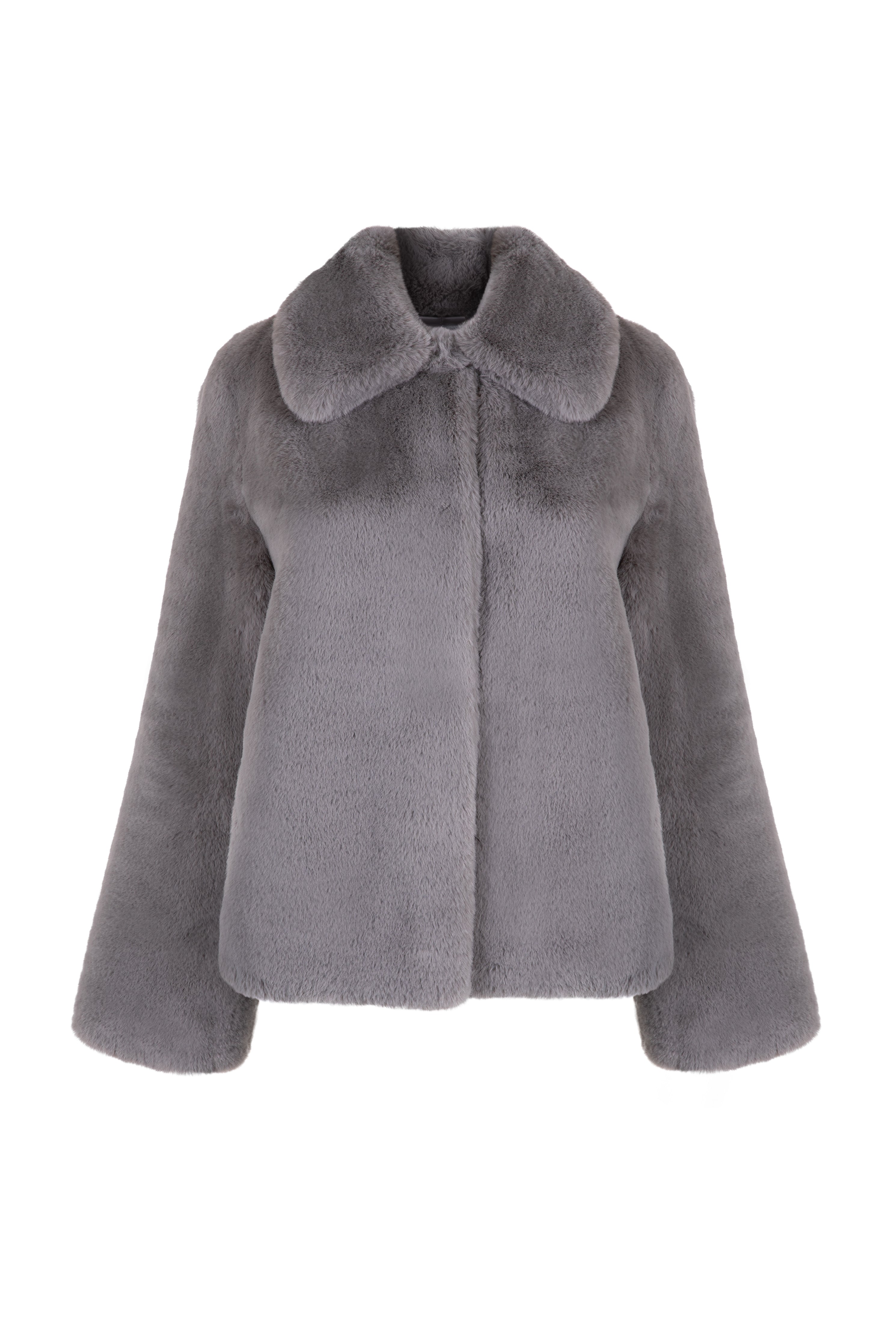 Christie Luxe Faux Fur Collar Jacket Grey, ISSY LONDON