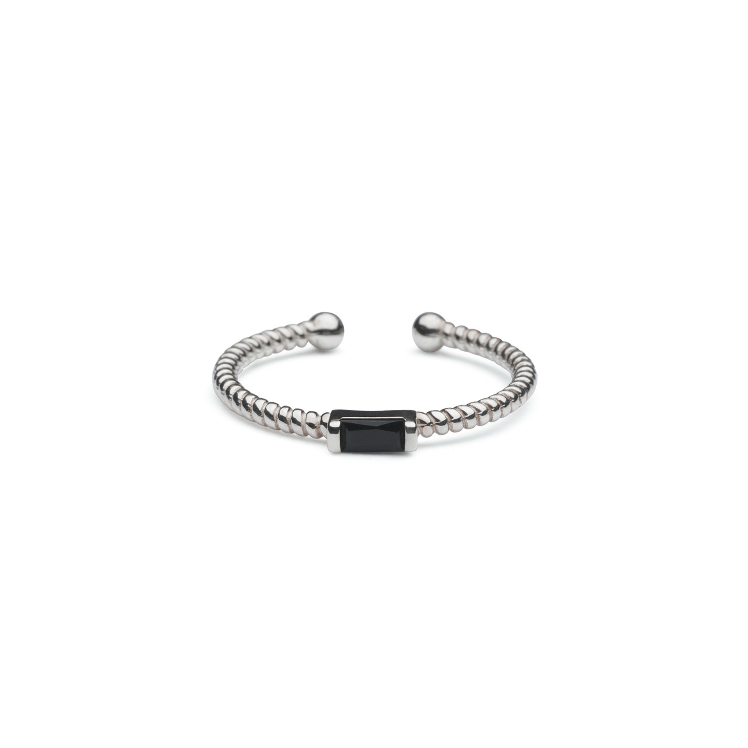 Shabella Nyc Women's Black / Silver Rectangle Adjustable Ring Black In Multi
