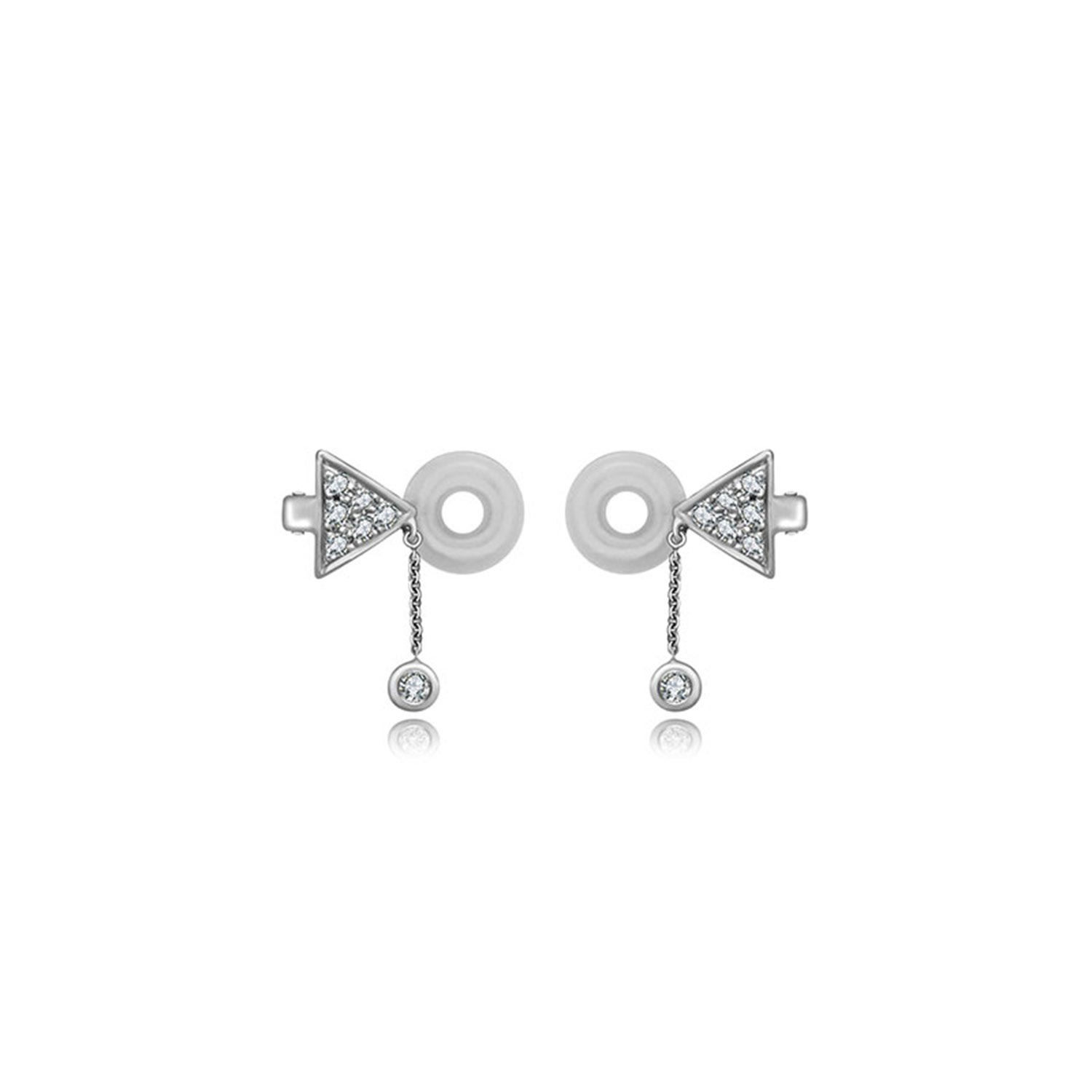 Genevieve Collection Women's 18k White Gold Triangle Dangling Diamond Ear Cuff In White