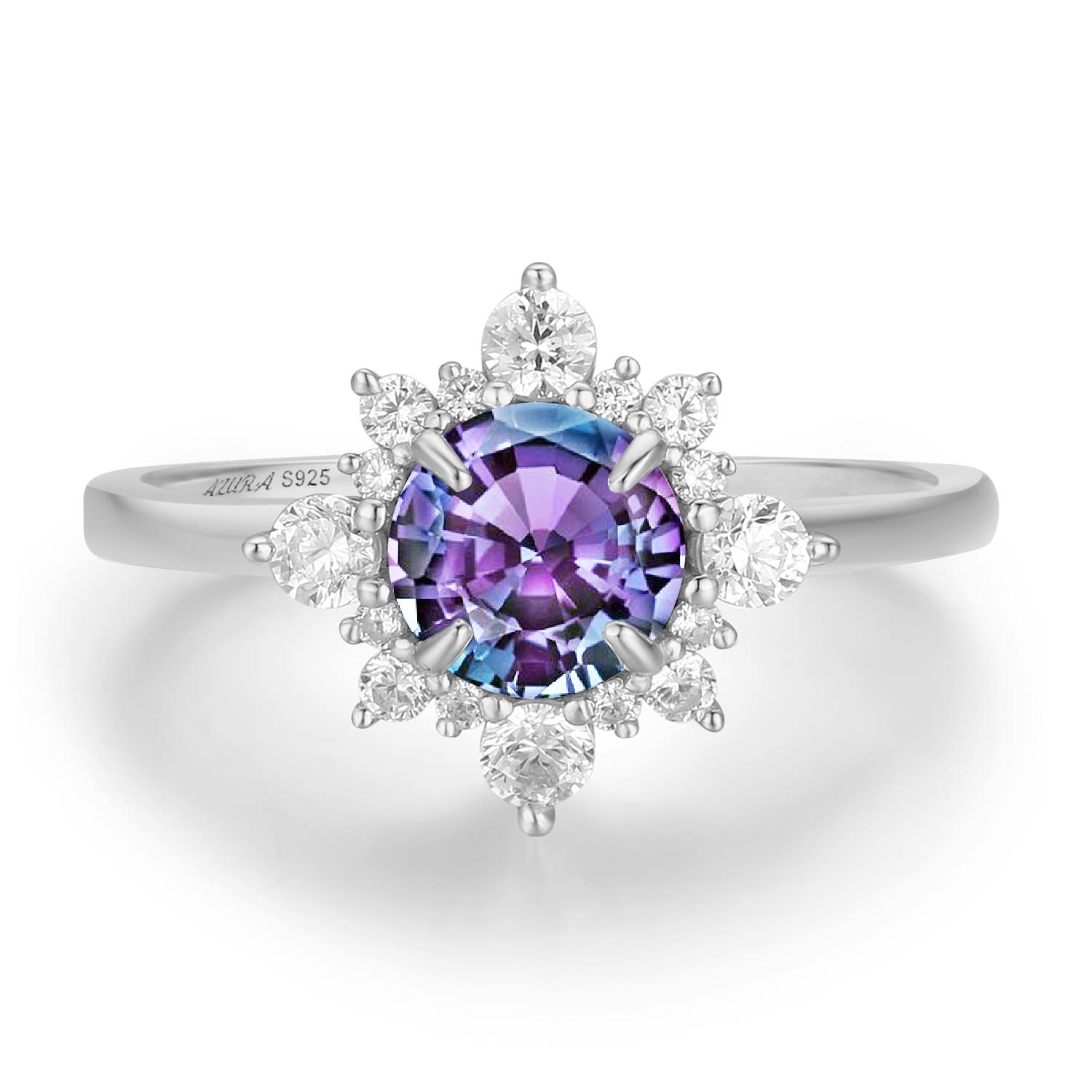 Women’s Silver Desert Blossom Alexandrite Ring Solid White Gold Azura Jewelry New York