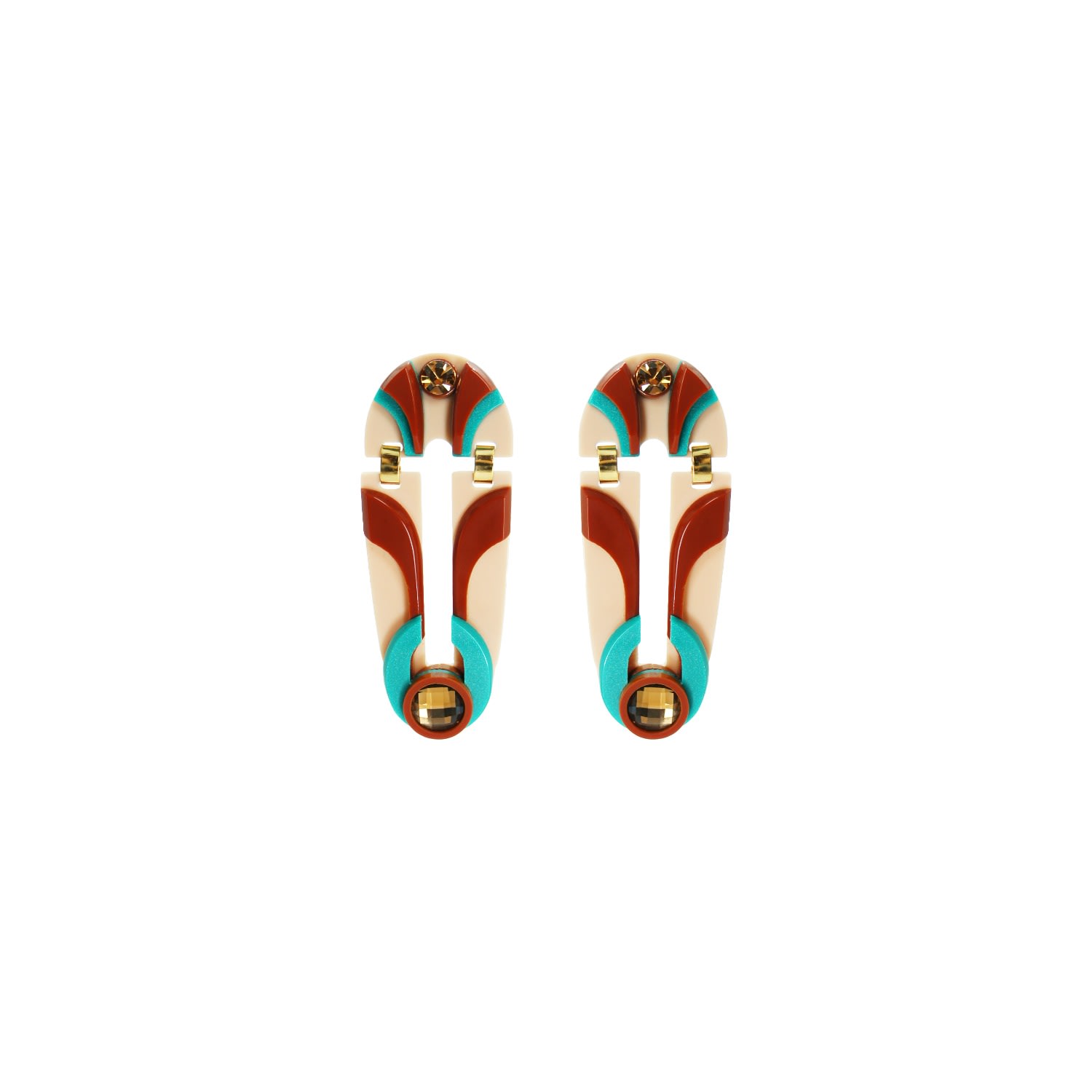 Gissa Bicalho Women's Acrylic Handmade Earring Shield Cinnamon