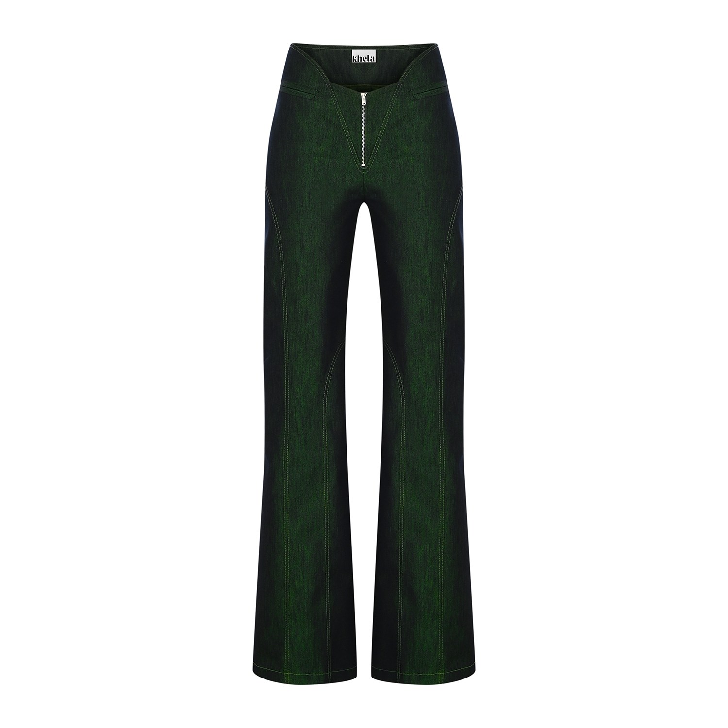 Khéla The Label Women's Unhinged Green Navy Denim Pants In Green