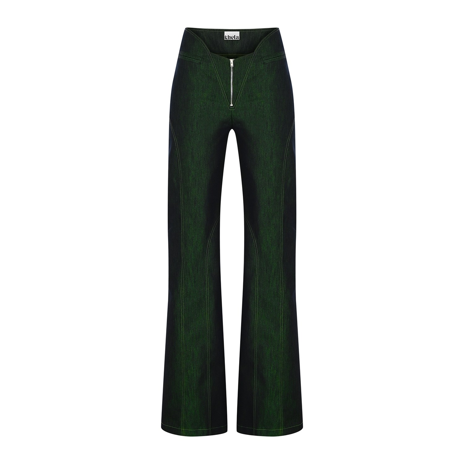 Women’s Unhinged Green Navy Denim Pants Small Khéla the Label