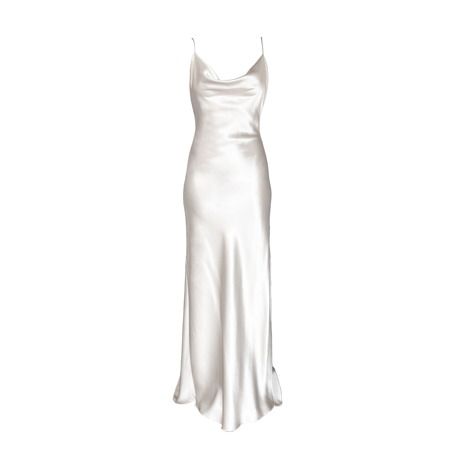 Mina Bias Cut Slip Dress With Train - Soft White | CREASE | Wolf & Badger
