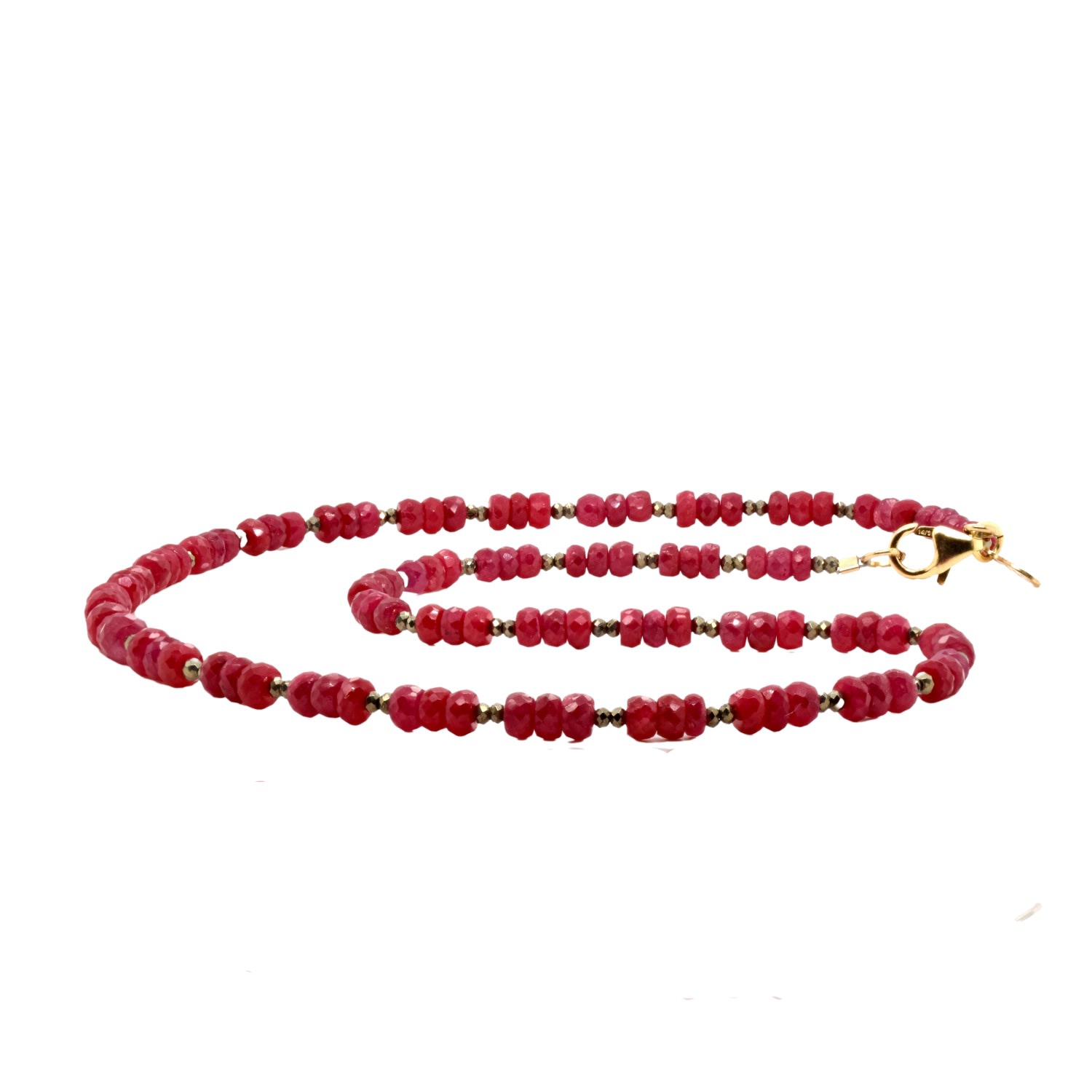 Lori Kaplan Design Women's Gold / Black / Red Ruby & Pyrite Gold Necklace