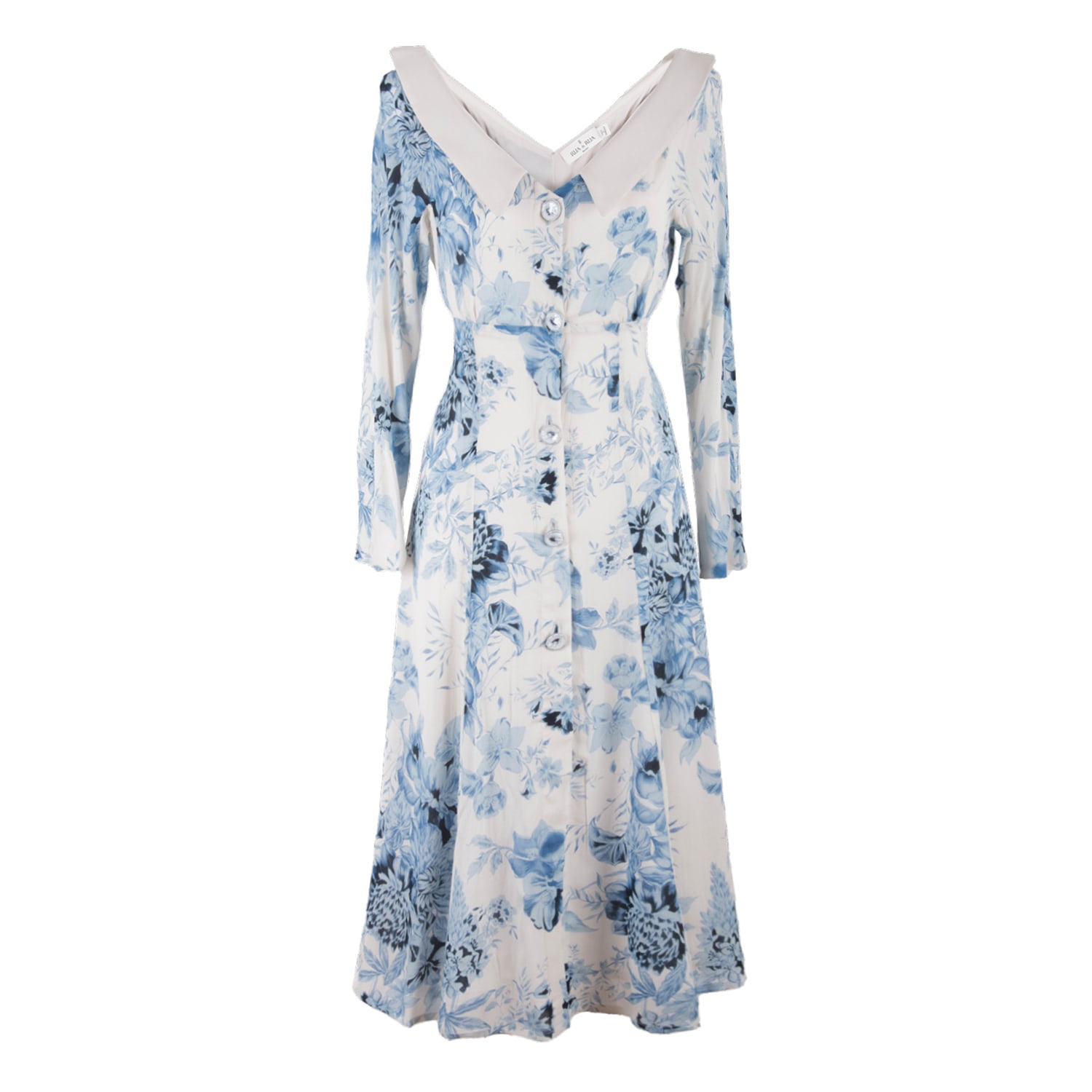 Women’s Blue / White Floral Print Silk Midi Dress Small Rua & Rua