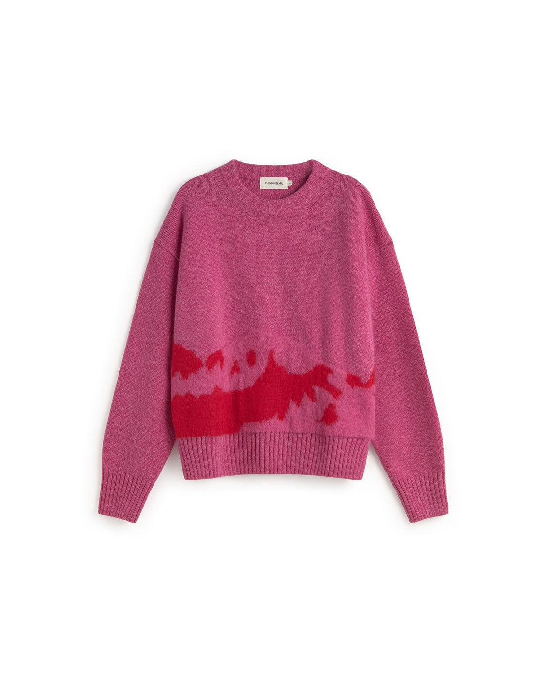 Thinking Mu Women's Pink Textured Knit Wool Petra Sweater In Pink