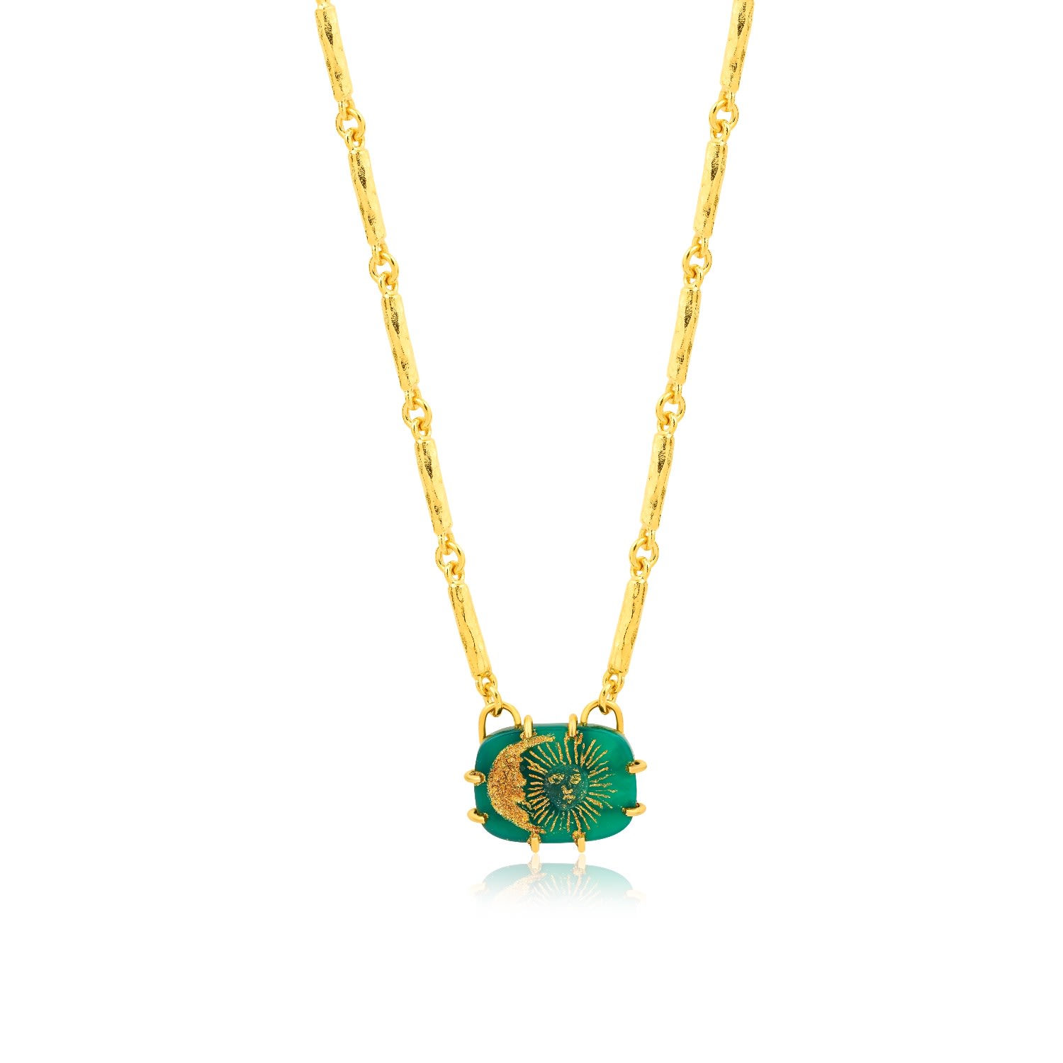 Ece London Women's Green / Gold The Moon And The Sun I I Necklace