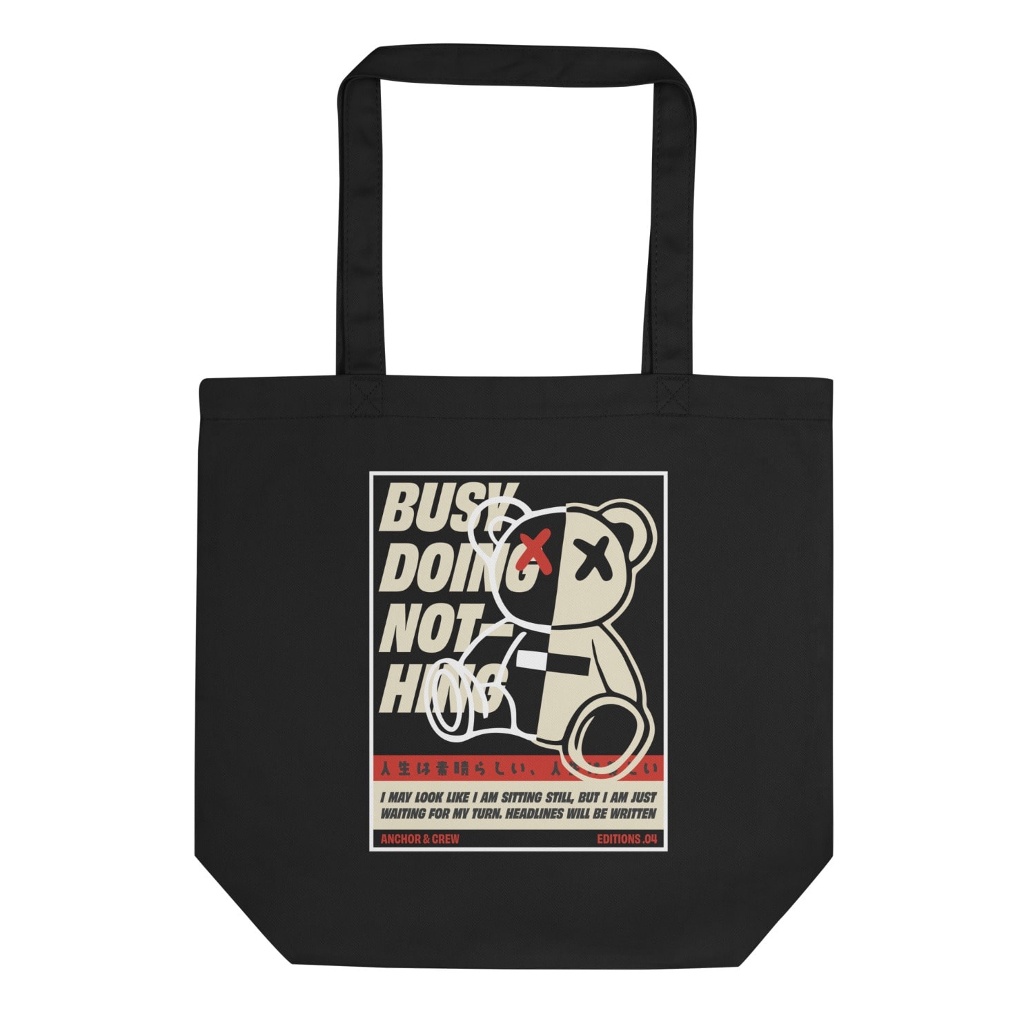 Anchor & Crew Black Four Busy Doing Nothing Editions Recycled Cotton Tote Bag - Men
