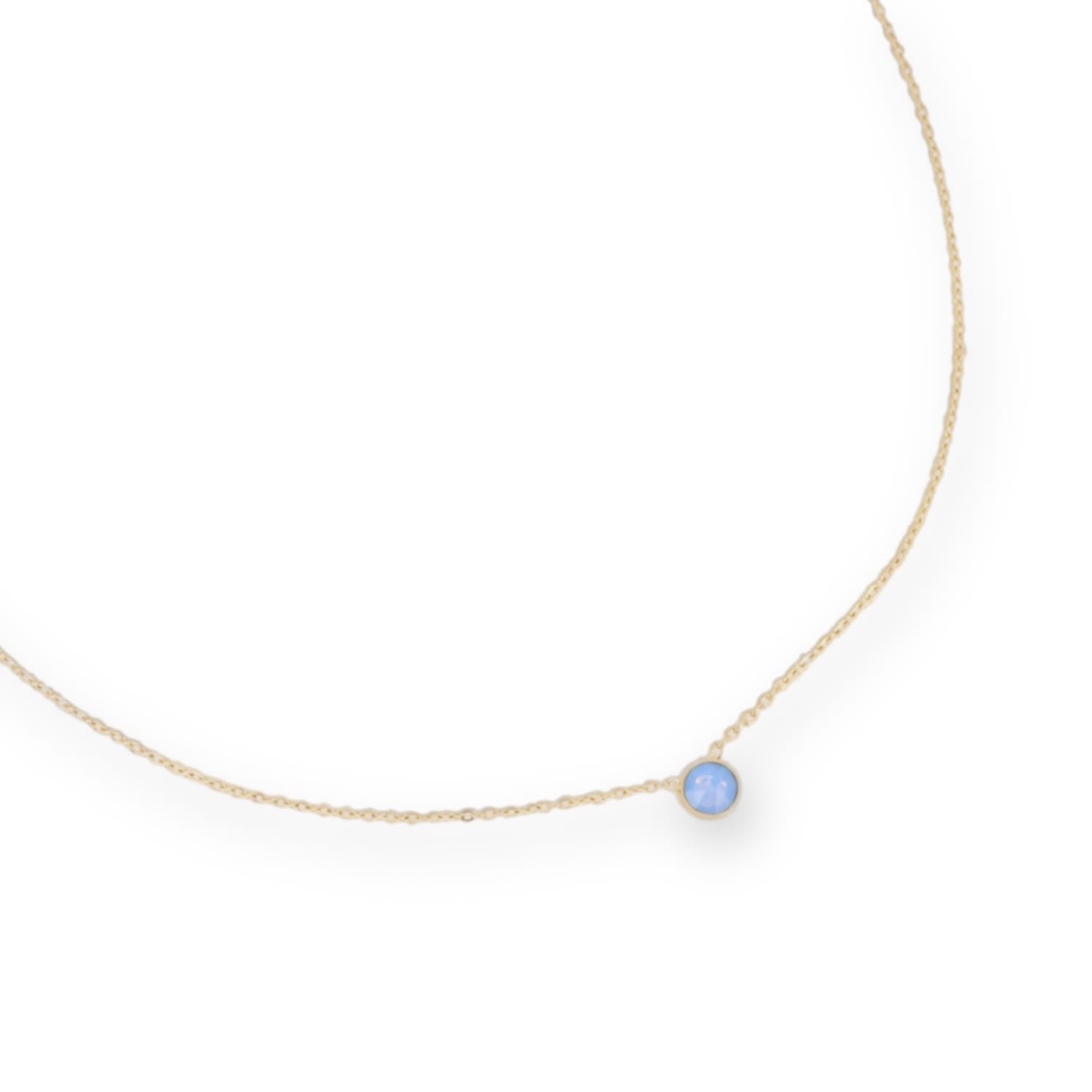 Mink&ivy Women's The Willow Blue Opal Necklace Tarnish Free Gold