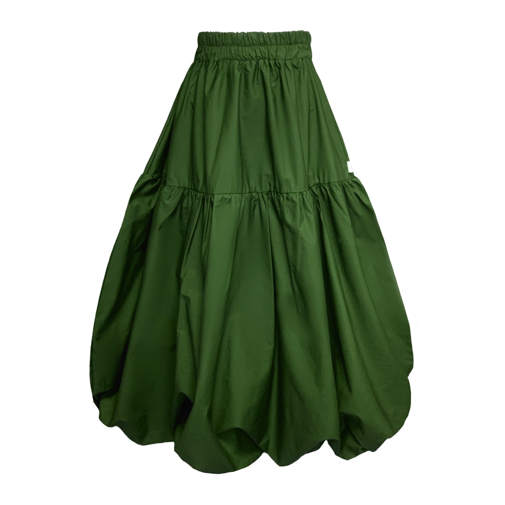 Frock Tales Women's Mylar Puffball Midi Skirt In Green In Green