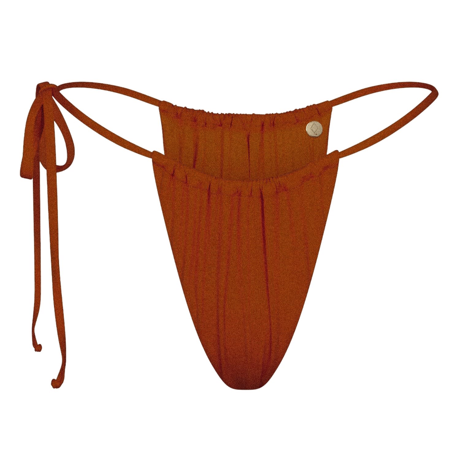 Marquise Swim Women's Yellow / Orange Bikini Botton Shiny Canvas String - Copper In Yellow/orange