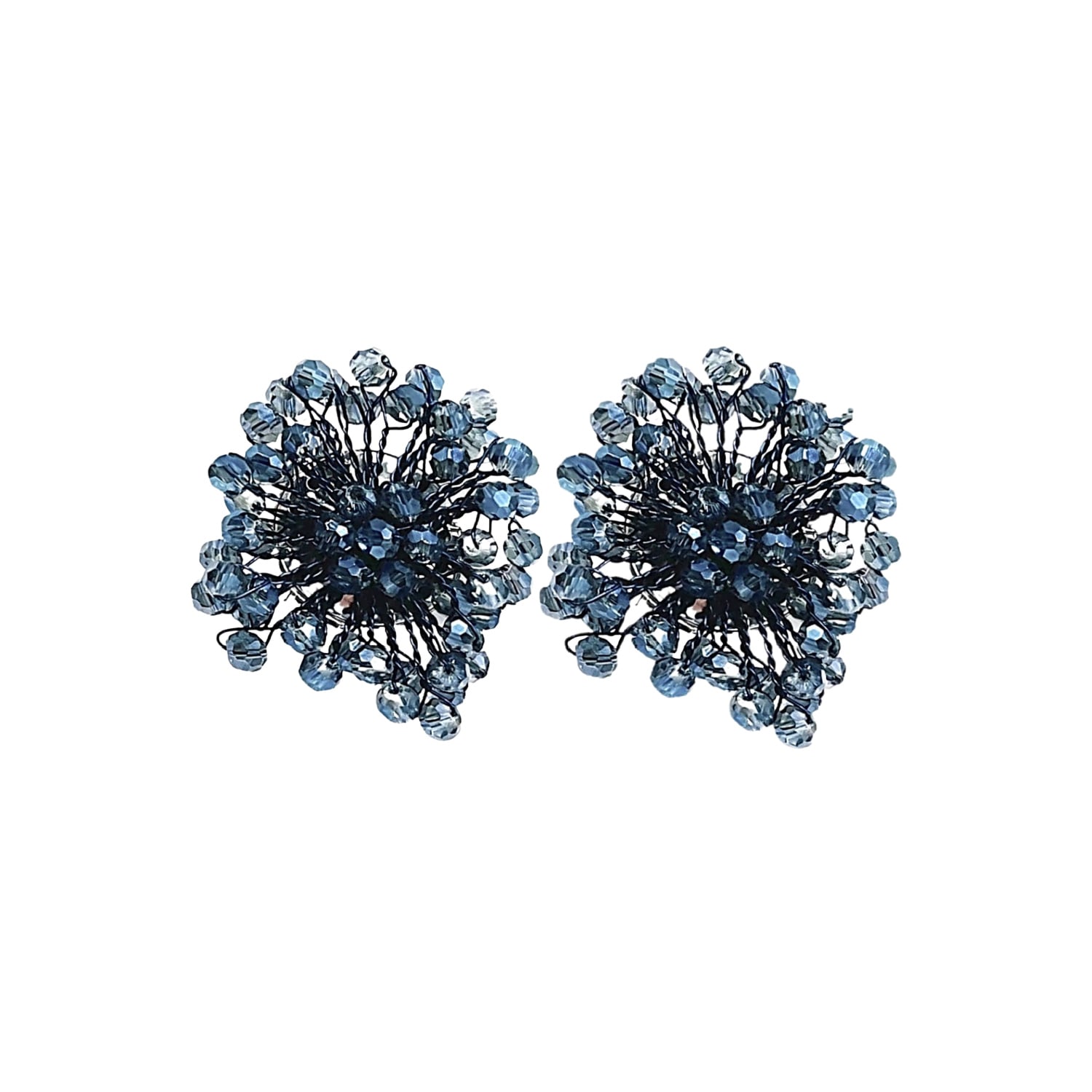 Fairchild Baldwin Women's Button Earrings Blue Denim