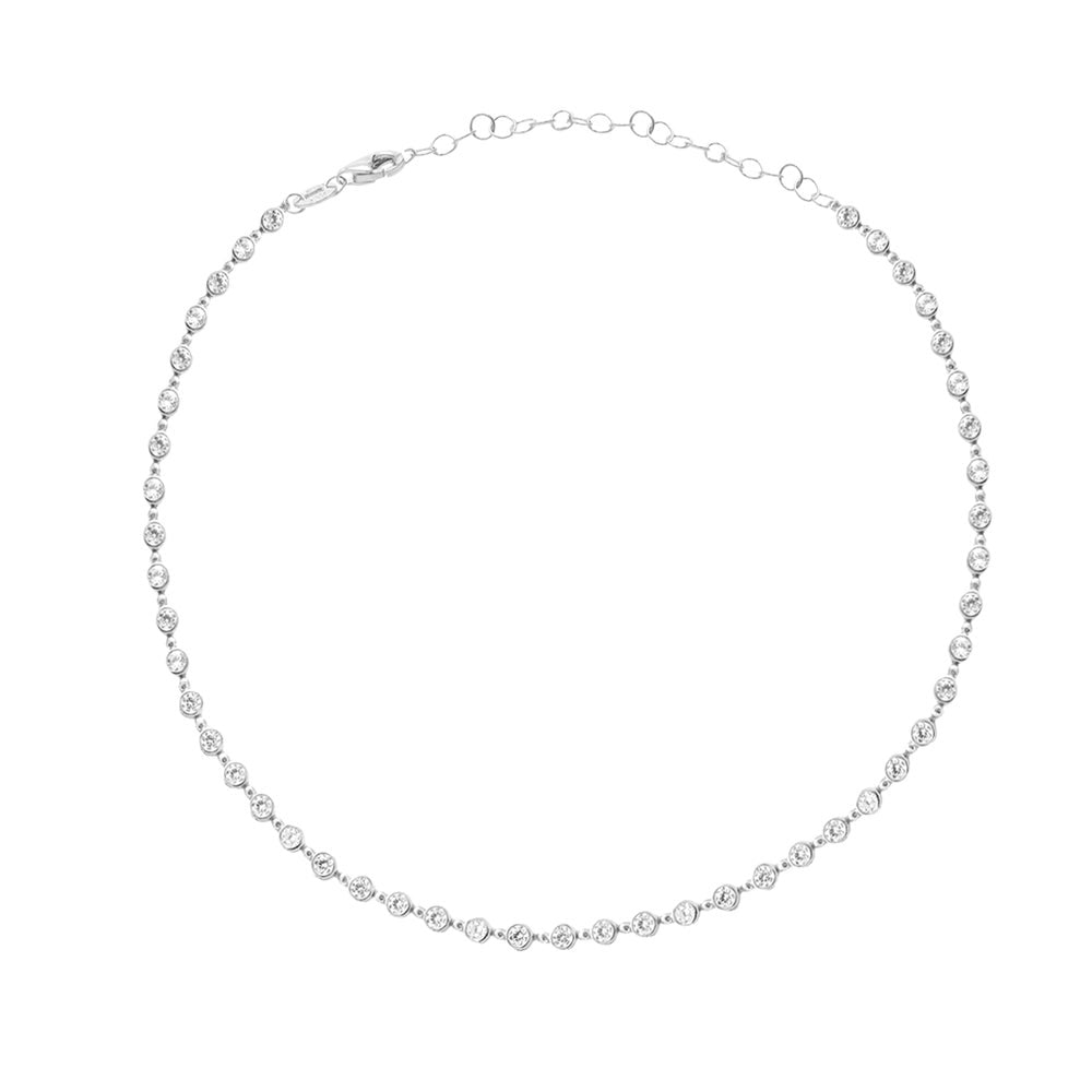 Women’s Tennis Deluxe White Crystal Choker - Silver By Eda Dogan