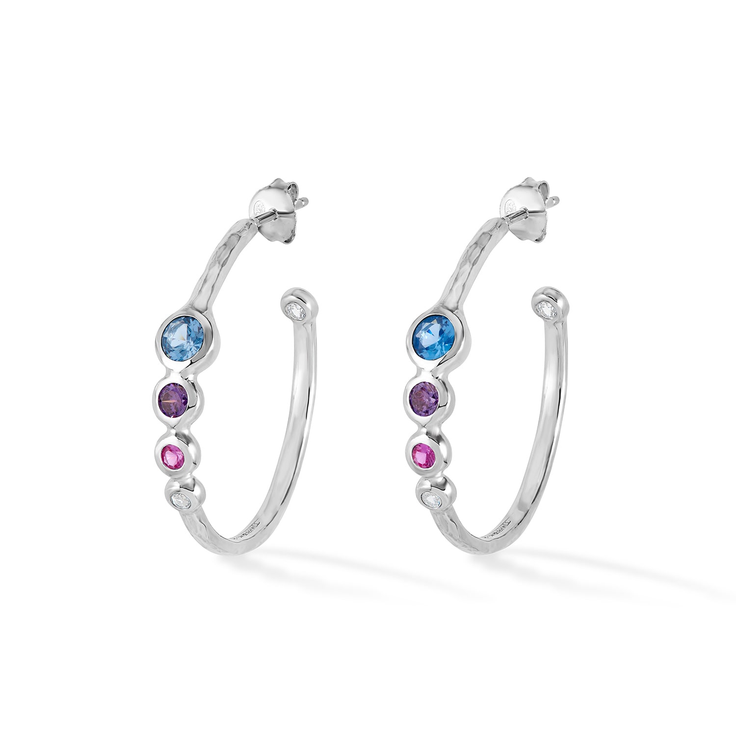 Dower & Hall Women's Tutti Frutti Array Hoop Earrings In Sterling Silver In Silver