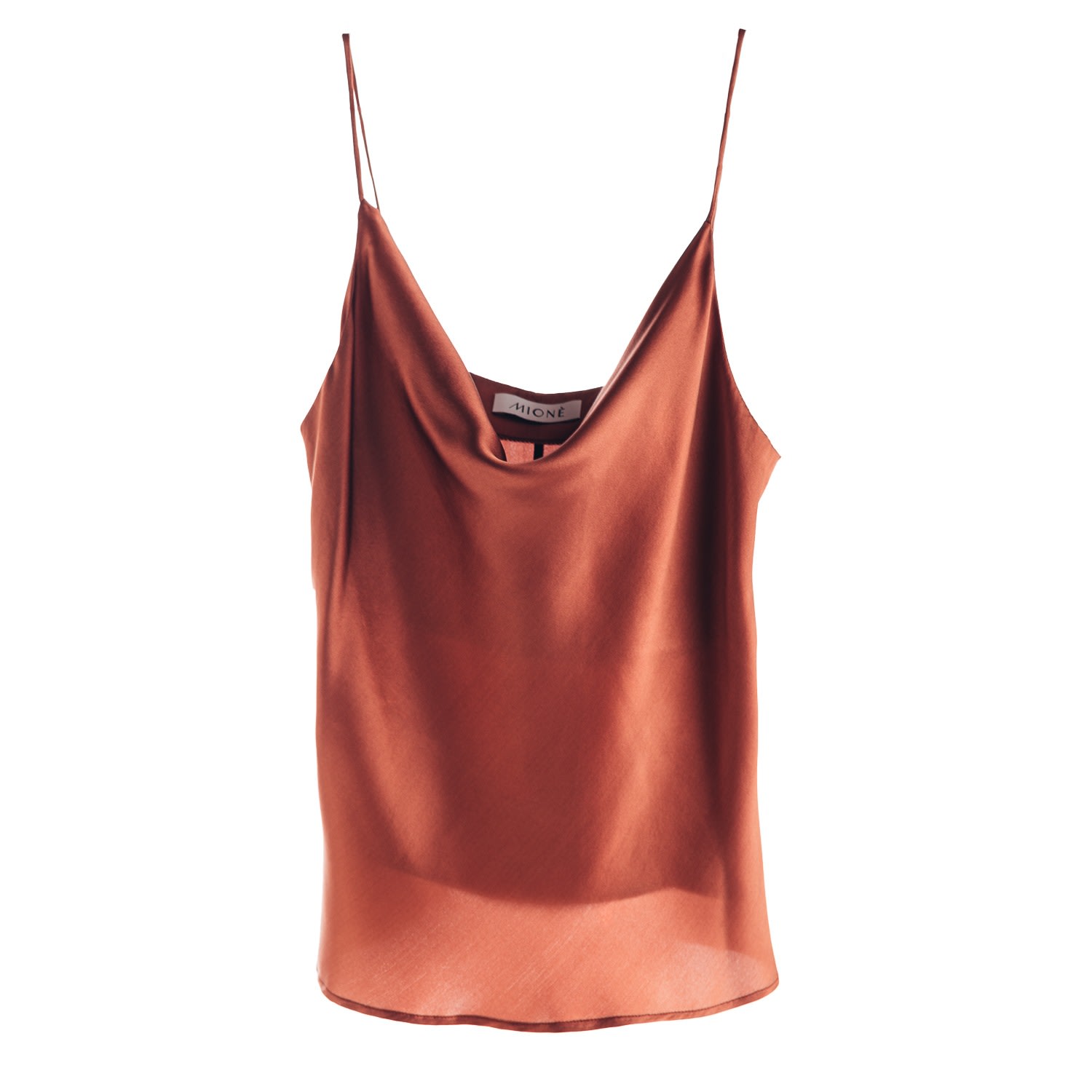 Mionè Women's Silk Camisole Top With Draped Detail - Brown
