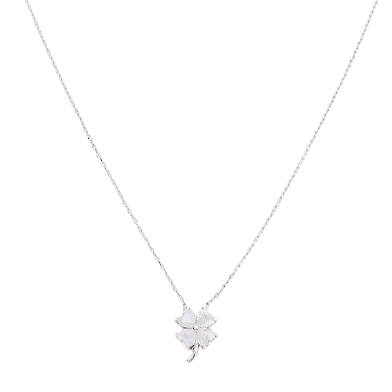 Spero London Women's Silver / White Four Leaf Clover Sterling Silver Necklace - Silver In Multi