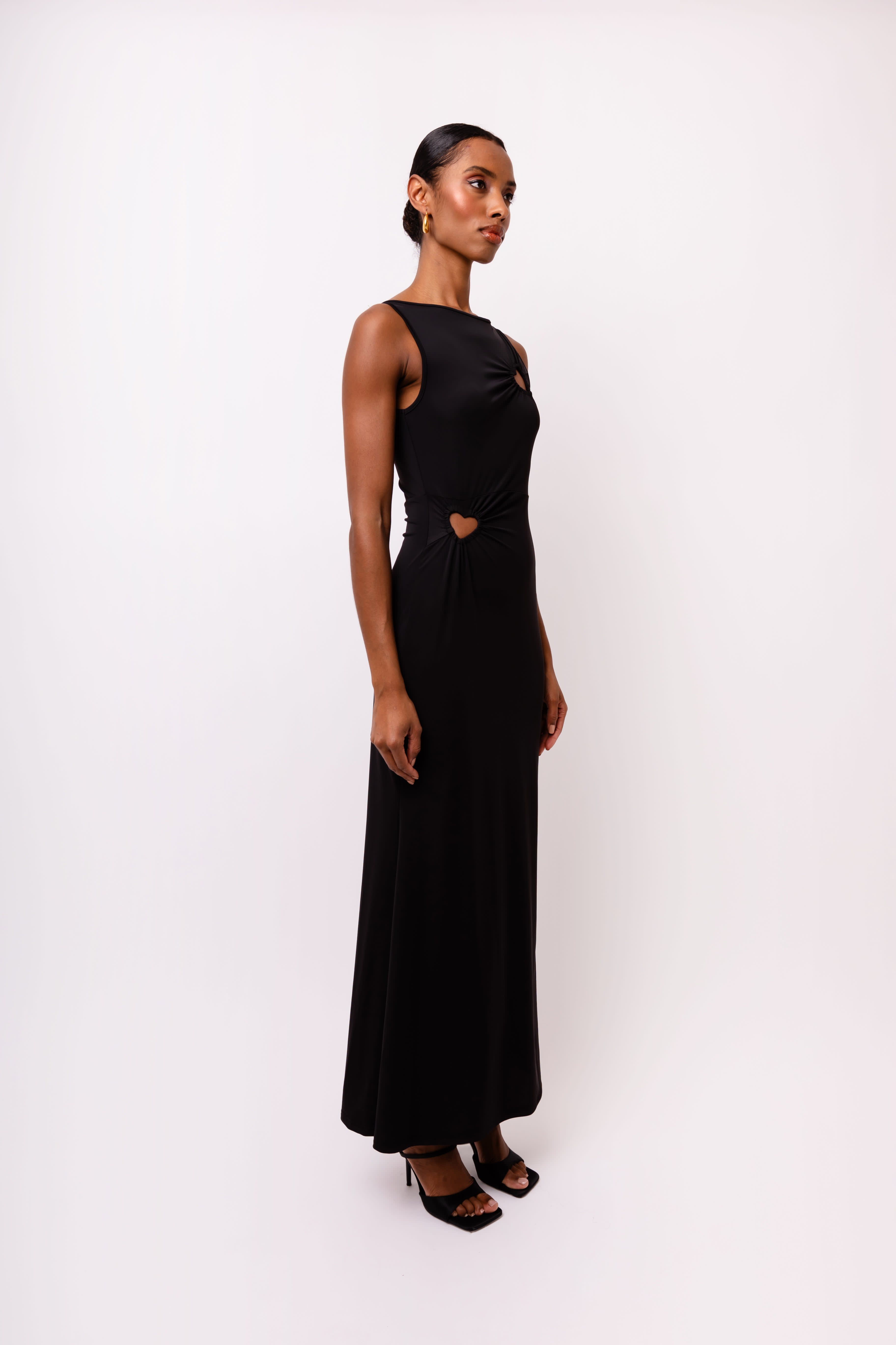 Harlie Black Heart Cut Out Maxi Dress | AMY LYNN | Wolf & Badger