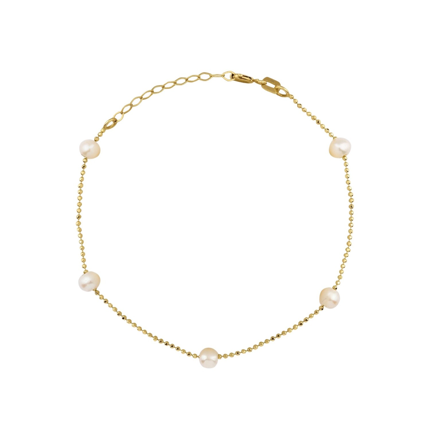 Jewelsty Fine Jewelry Women's Gold / White Solid Gold Pearl Station Bracelet