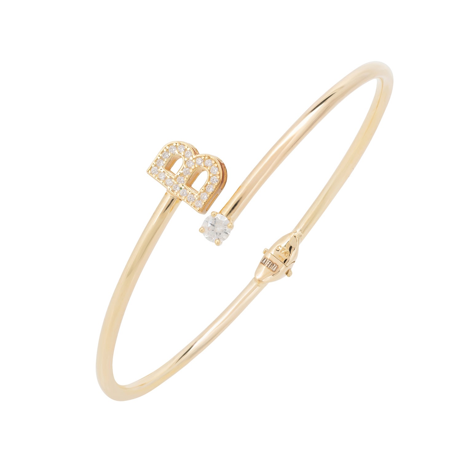 Women’s Gold / White Initial Bangle Gold B Latelita