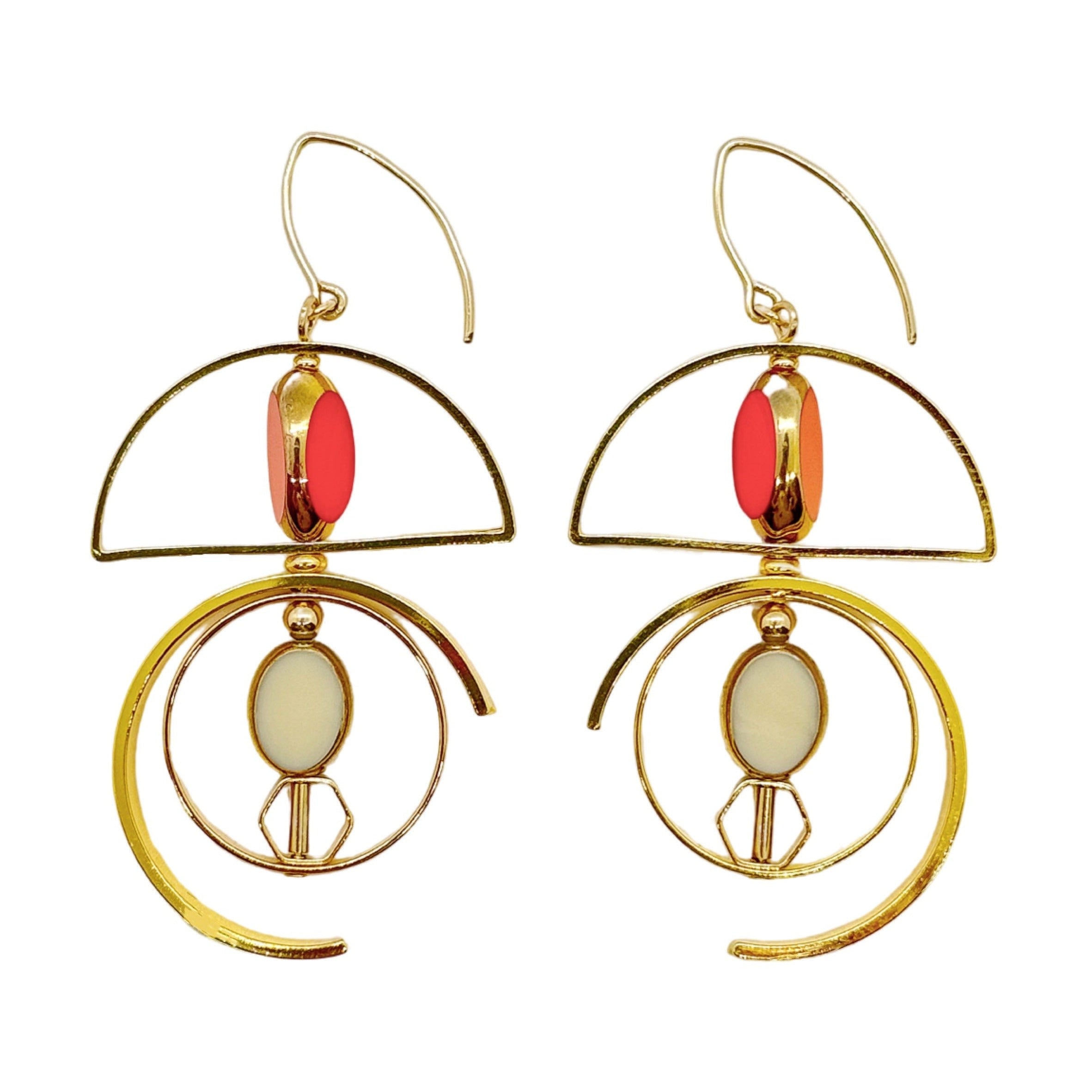 Women’s White / Yellow / Orange Beige And Orange Vintage German Glass Beads Art Deco Earrings Aracheli Studio