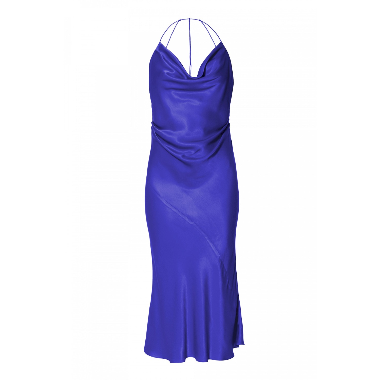 Aggi By Halewski Women's Aurelia Satin Blue Midi Slip Dress With Open Back In Blue