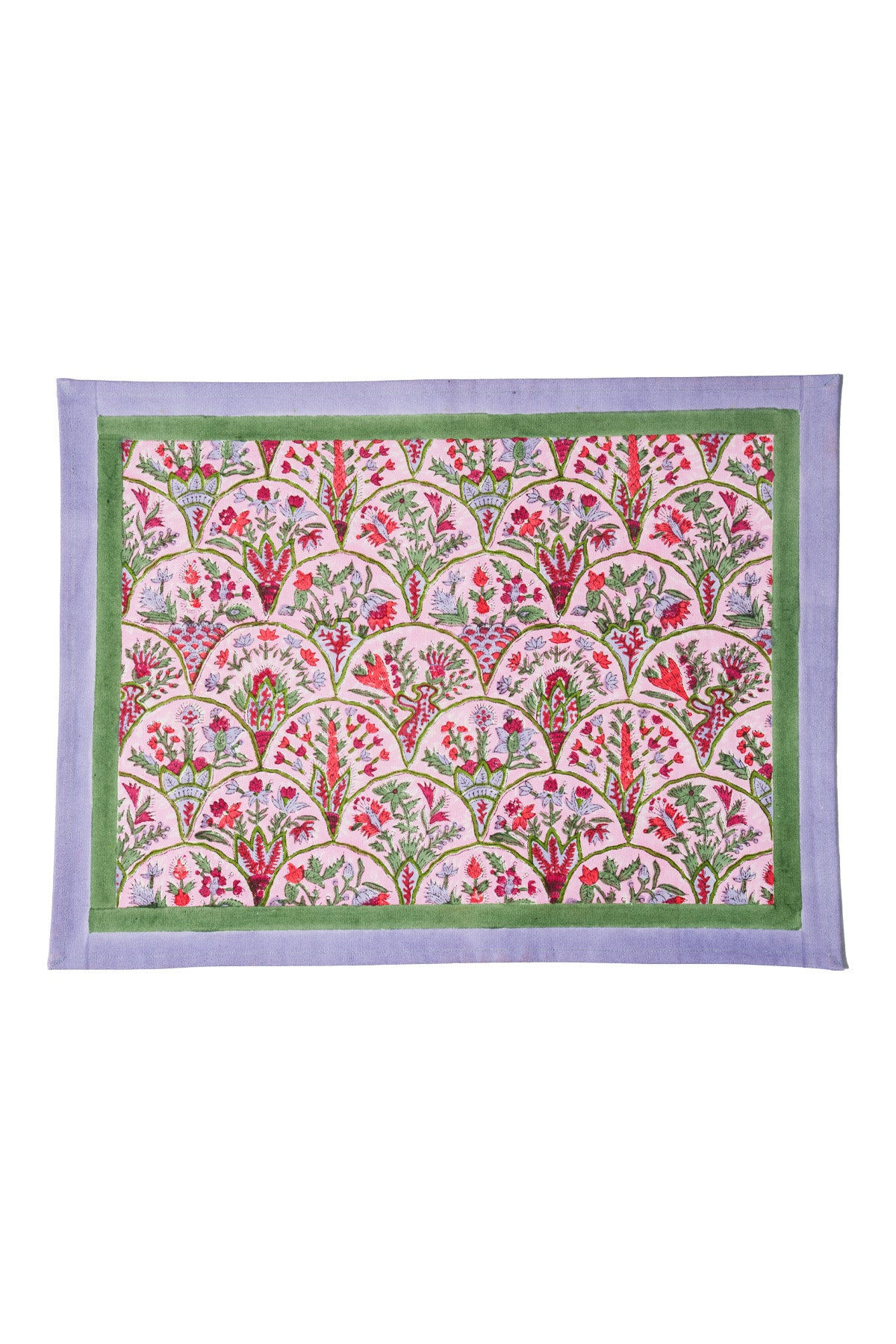 Inner Child Green / Pink / Purple Pink Arch Blockprint Placemat Set Of 2
