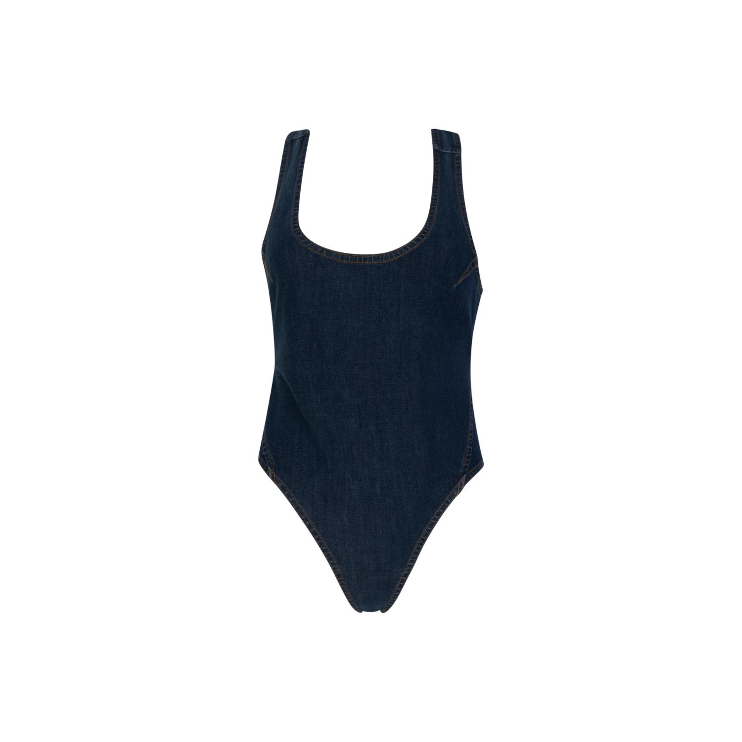 Circular Path Women's Scoop Neck Criss Cross Bodysuit Top-swimsuit - Midnight Blue In Black