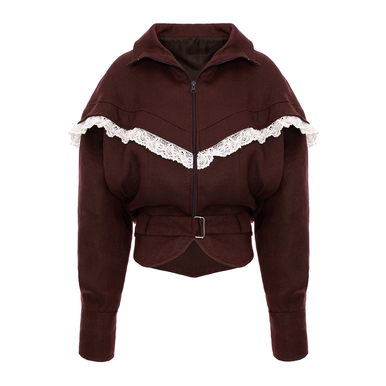 Concept A Trois Women's Linen Dark Brown Jacket- Special Capsule " Self" Ready To Wear In Brown