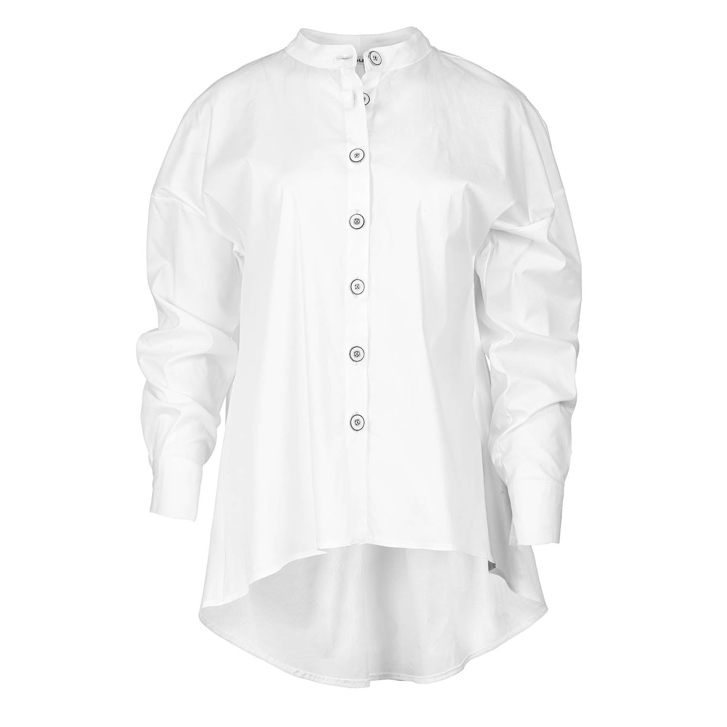 Women’s White Blouse With Mandarin Collar Small Conquista