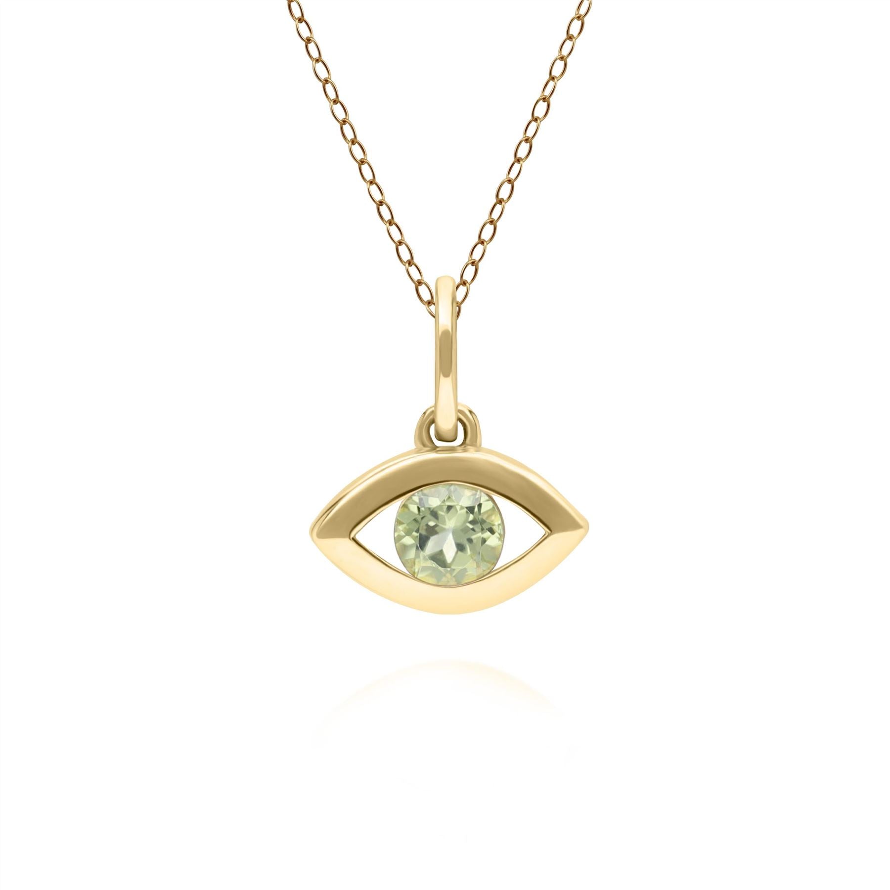 Women’s Gold / Green Evil Eye Peridot Pendant In Yellow Gold Gemondo