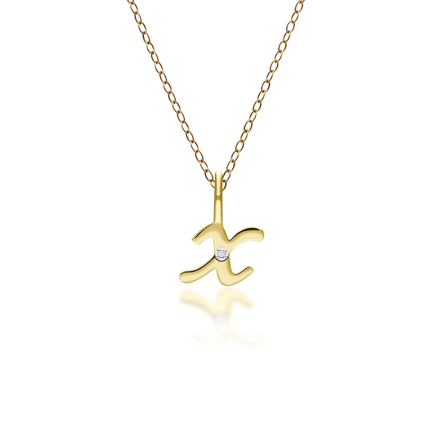 Women’s Alphabet Letter X Diamond Pendant In Yellow Gold Gemondo