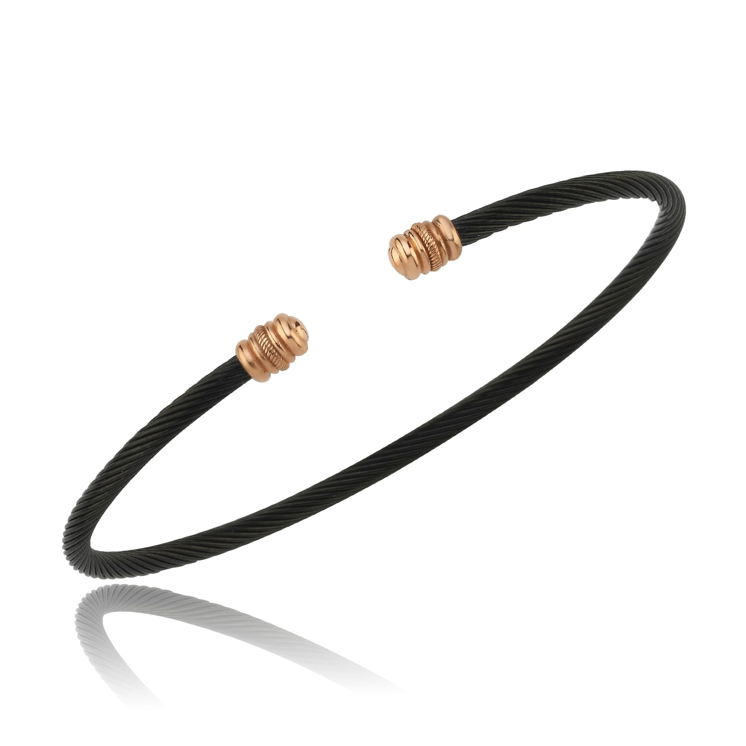 Ecce | Artisan Diamonds Women's 14k Solid Gold Tipped Twist Bangle Bracelet - Black In Black
