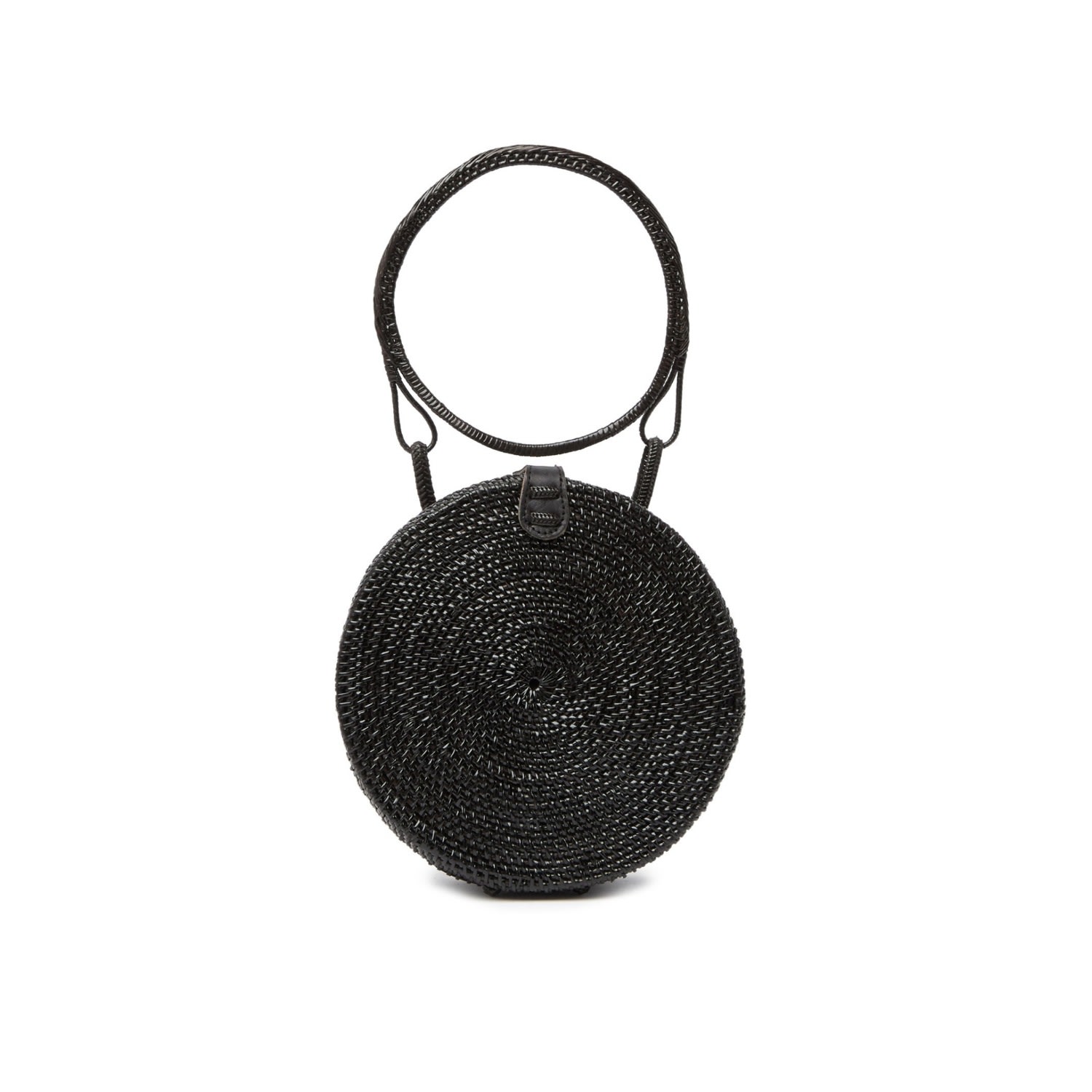 Women's Black Classic Rattan Round And Circle Handle Bag | One Size | Pink Haley
