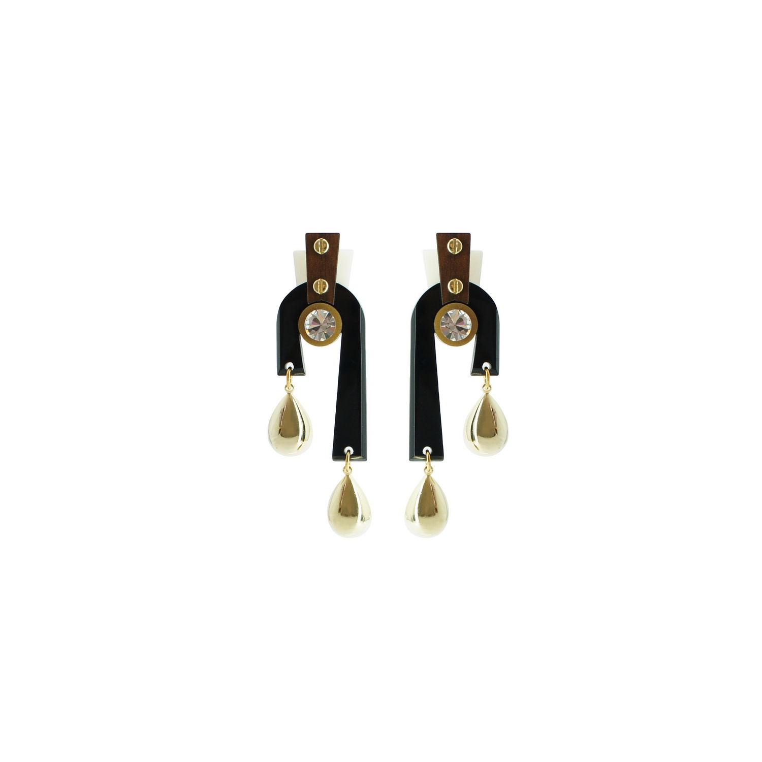 Gissa Bicalho Women's Black / Gold Earring Libra Deco Black In Black