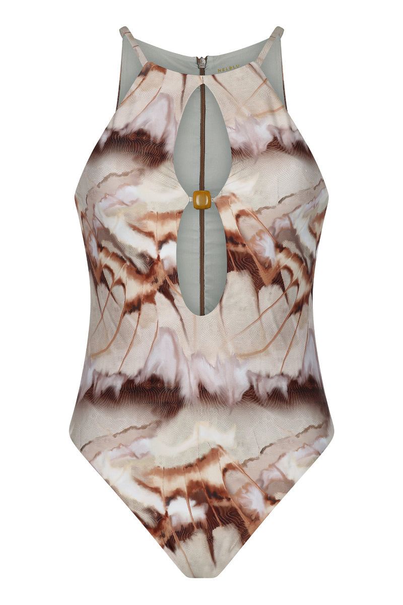 Nelblu Women's Brown Bosque One Piece Print Cafe In Animal Print
