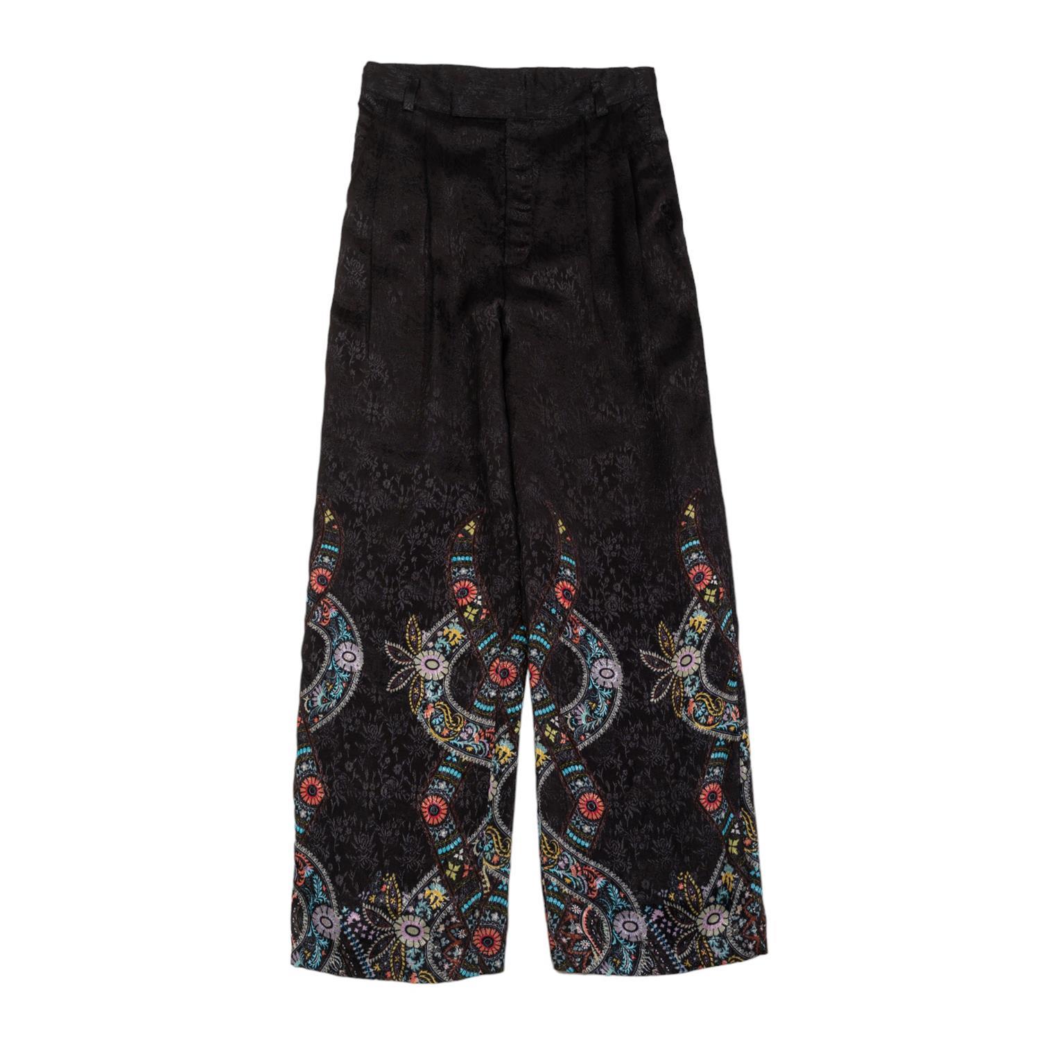 Women’s Black Pants With Paisley Print Extra Large Niza