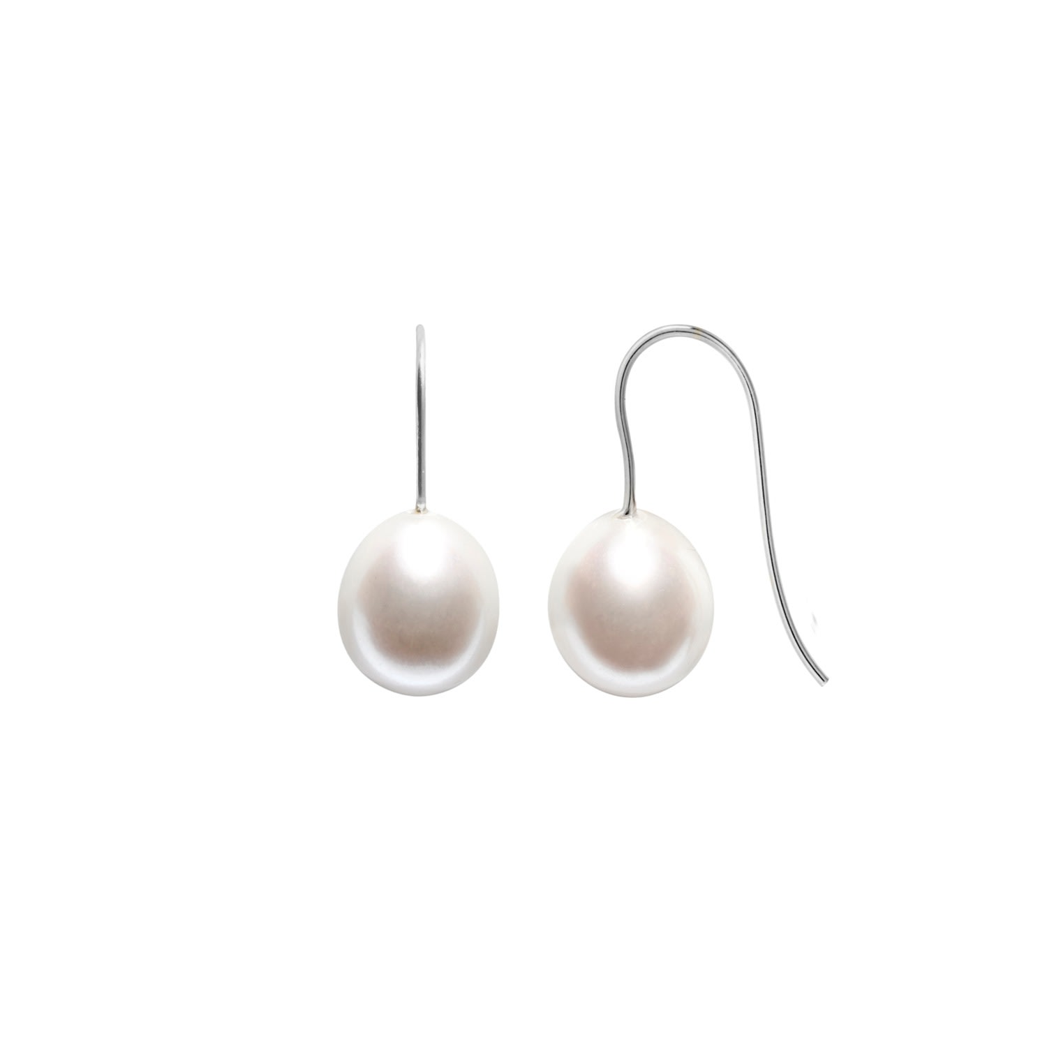 Ora Pearls Women's White / Silver Archi White Drop Pearl Hook Earrings - Silver In White