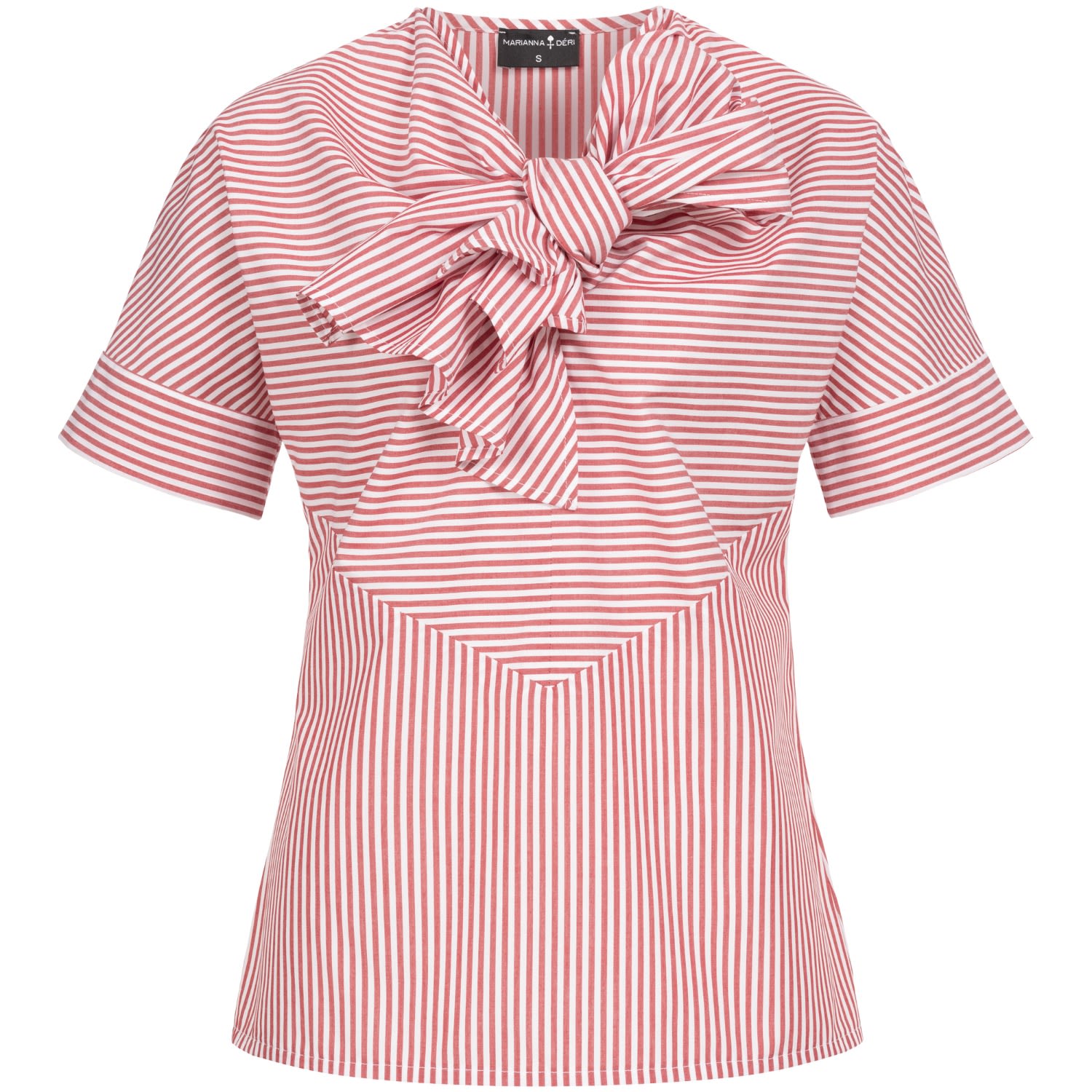 Marianna Déri Women's White / Red Striped Blouse With Bow In White/red