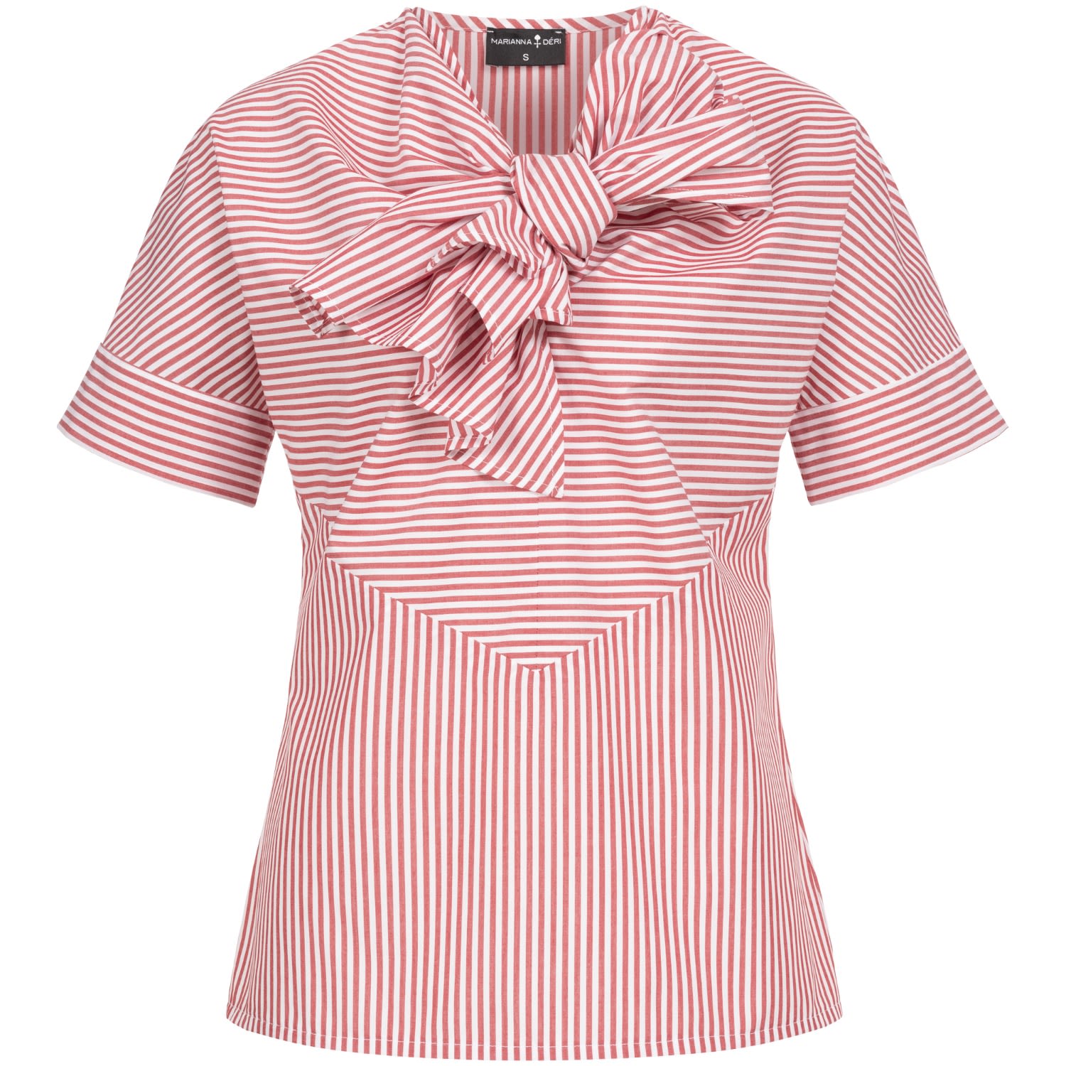 Women’s White / Red Striped Blouse With Bow Extra Large Marianna Dri