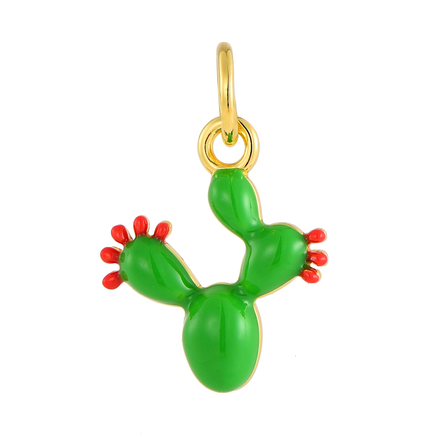 Pinnole Women's Green Gold Prickly Pear Charm In Green
