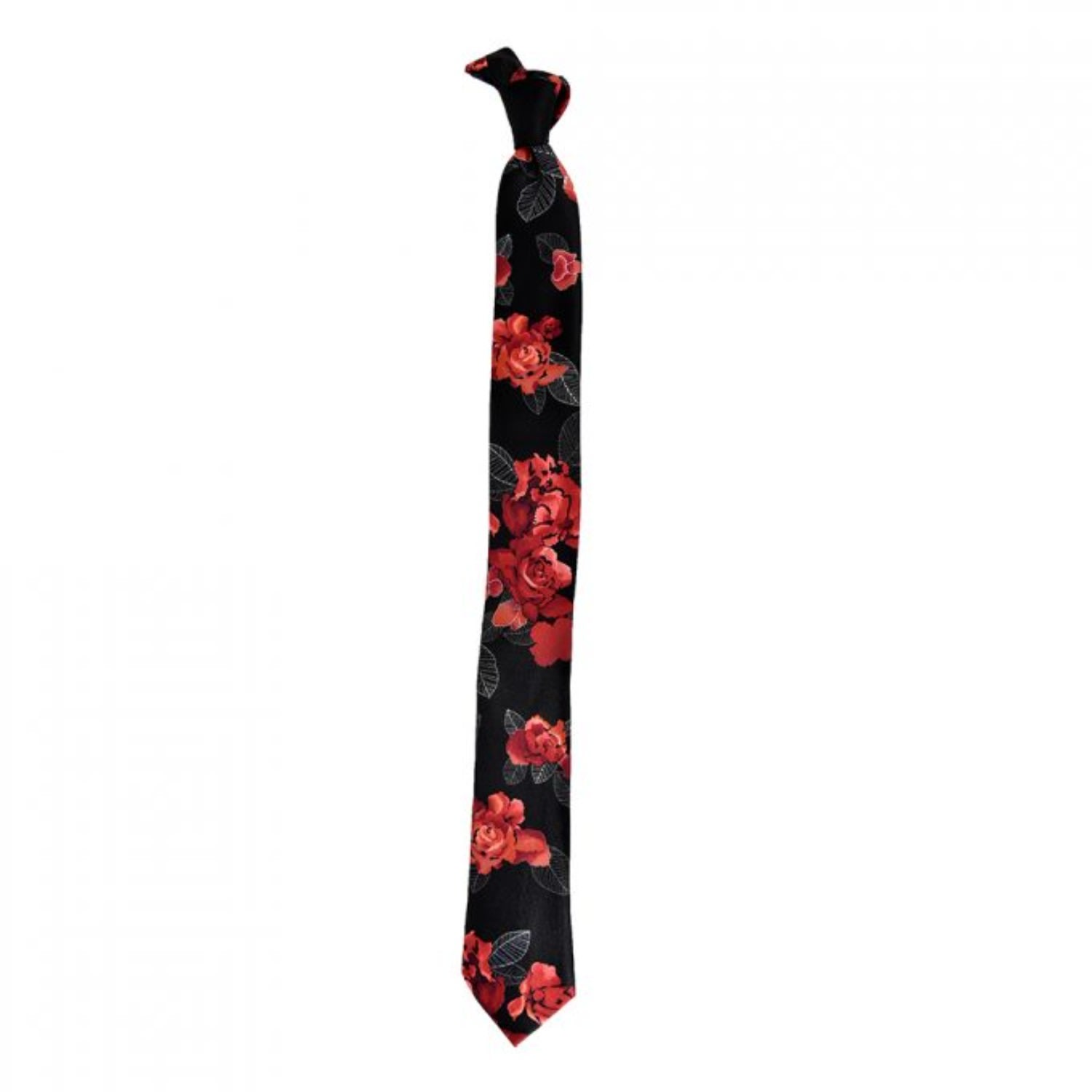 Men's Large Flower Print Tie – Black Red | David Wej