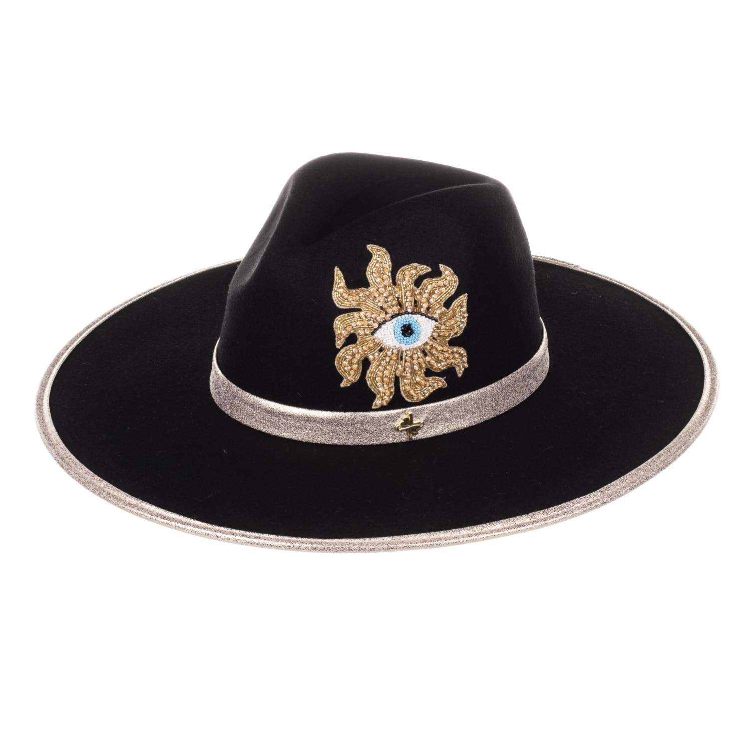 Women’s Laines London Black Couture Fedora Hat With Embellished Mystic Eye One Size