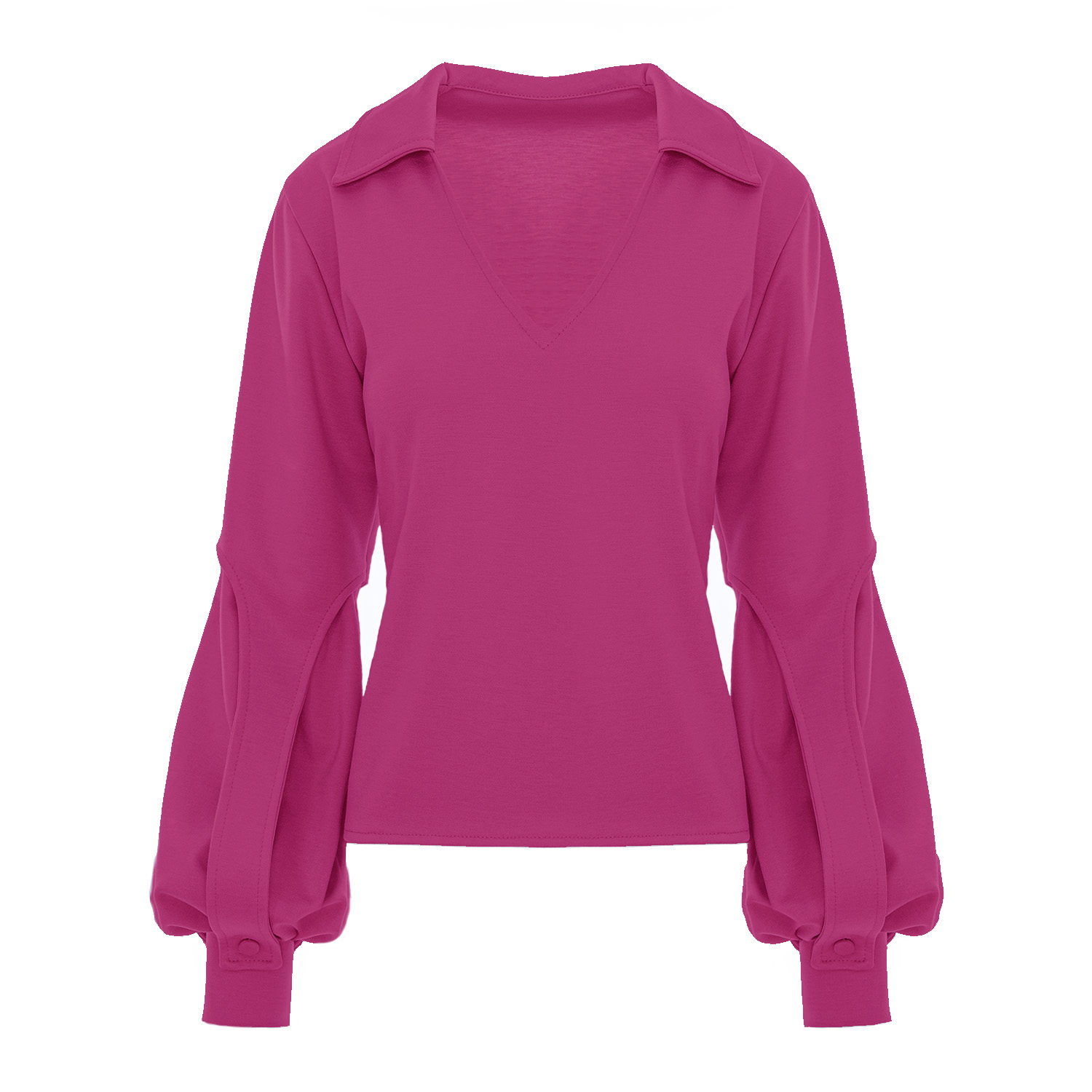 Bluzat Women's Pink / Purple Fuchsia Puff-sleeve Blouse