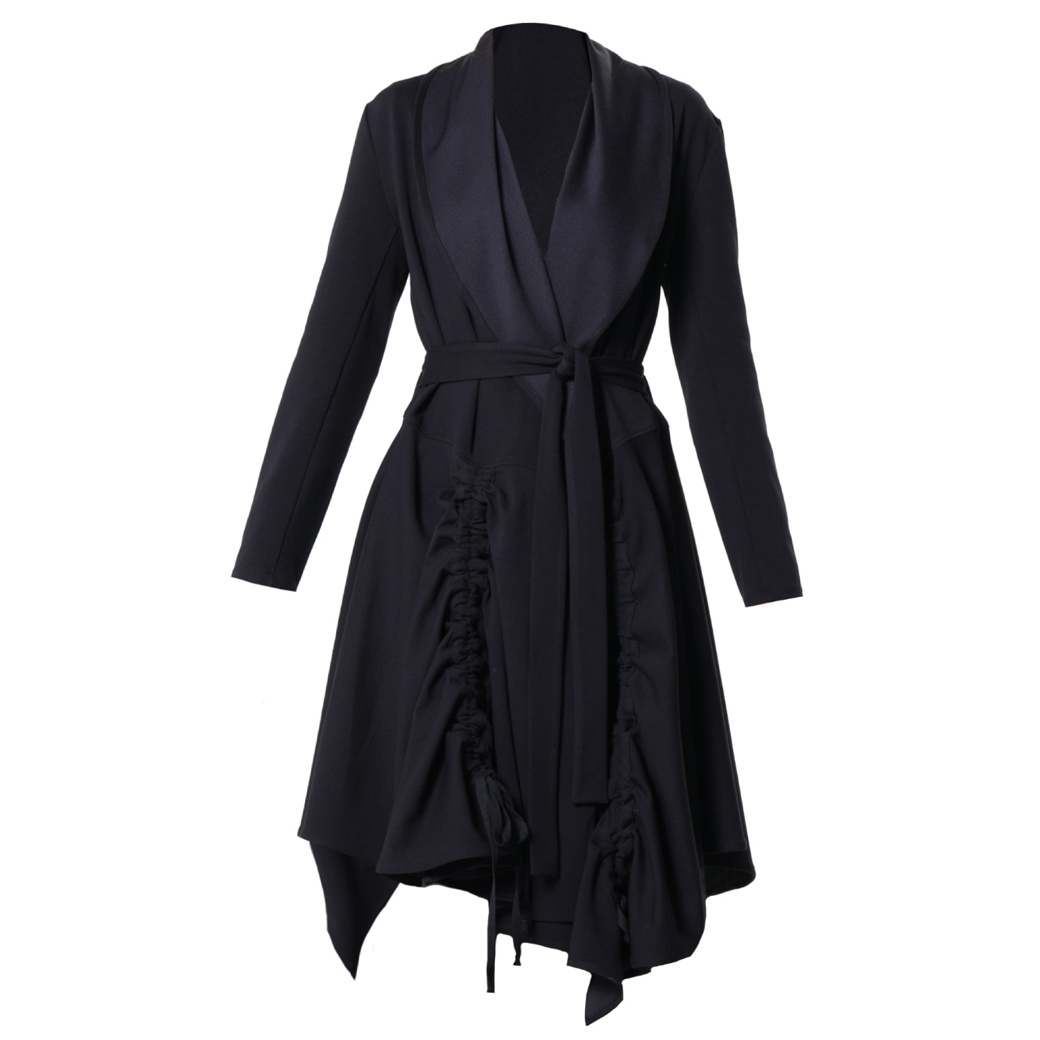 Metamorphoza Women's Black / Blue Long Belted Cardigan In Black In Multi