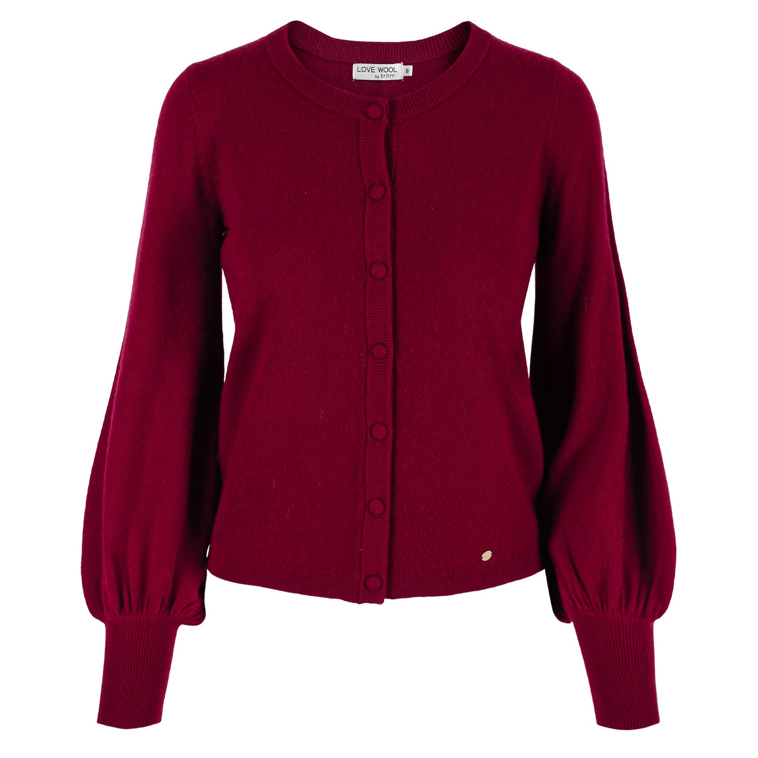 Women’s Red "Ava" Cashmere Cardigan With Puffed Sleeves - Wine Extra Large Tirillm